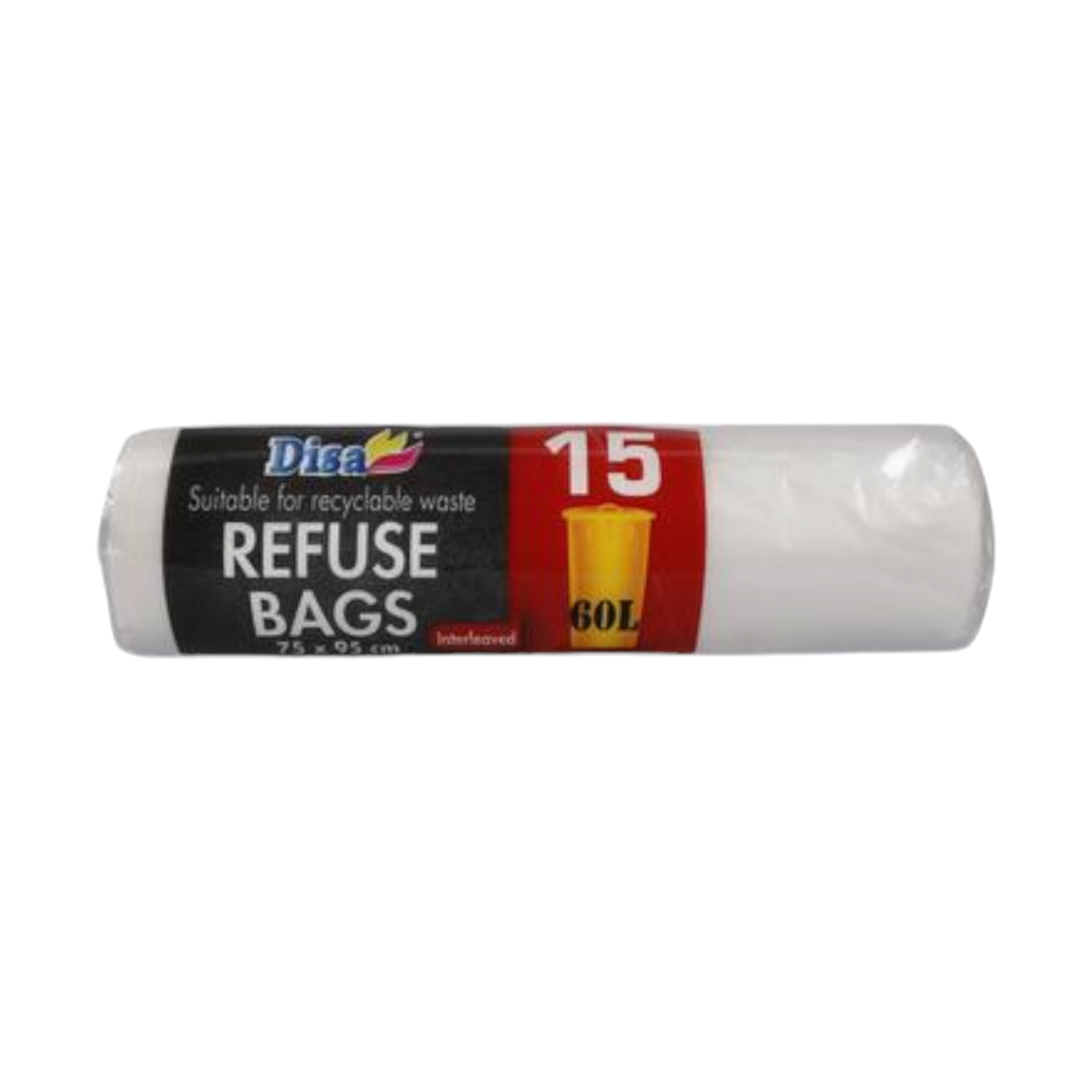 Disa Refuse Bags on Roll Clear 75x95cm 15pcs