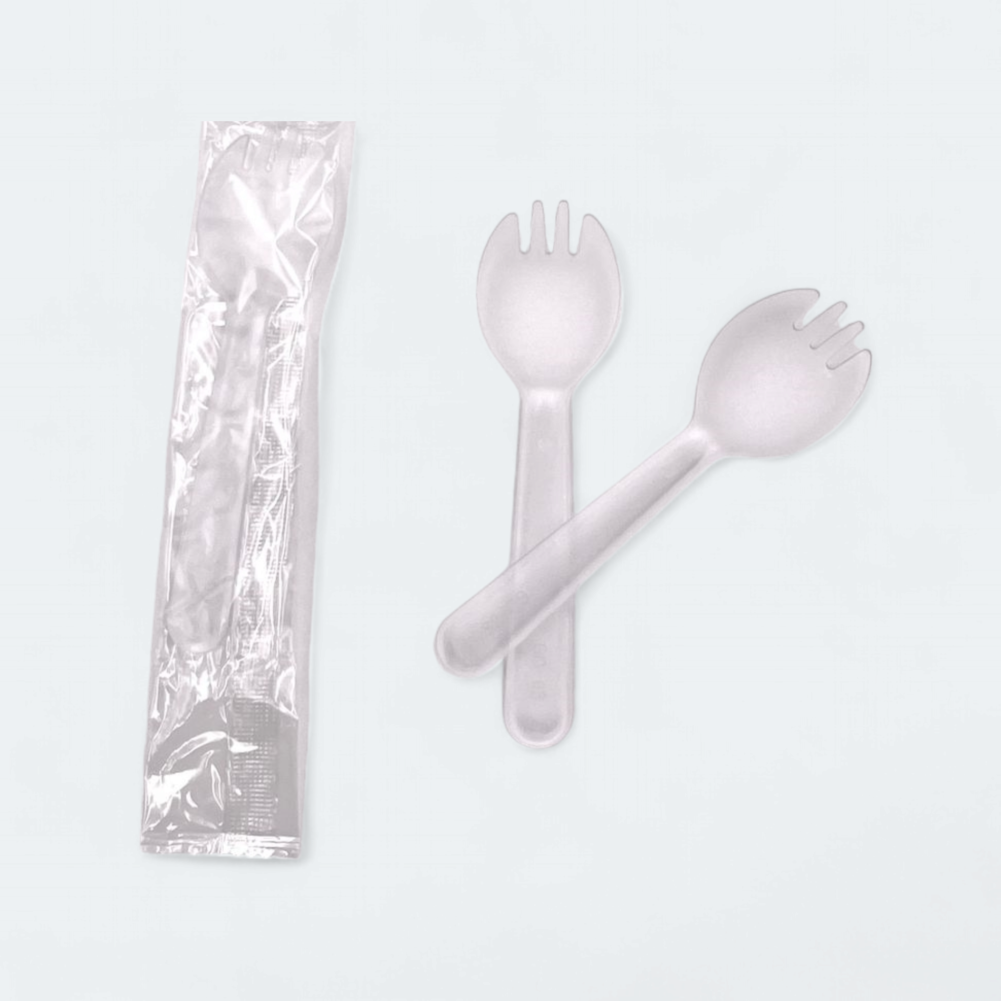 Plastic Acrylic Disposable Fork with Wrap 11.5cm 50pack