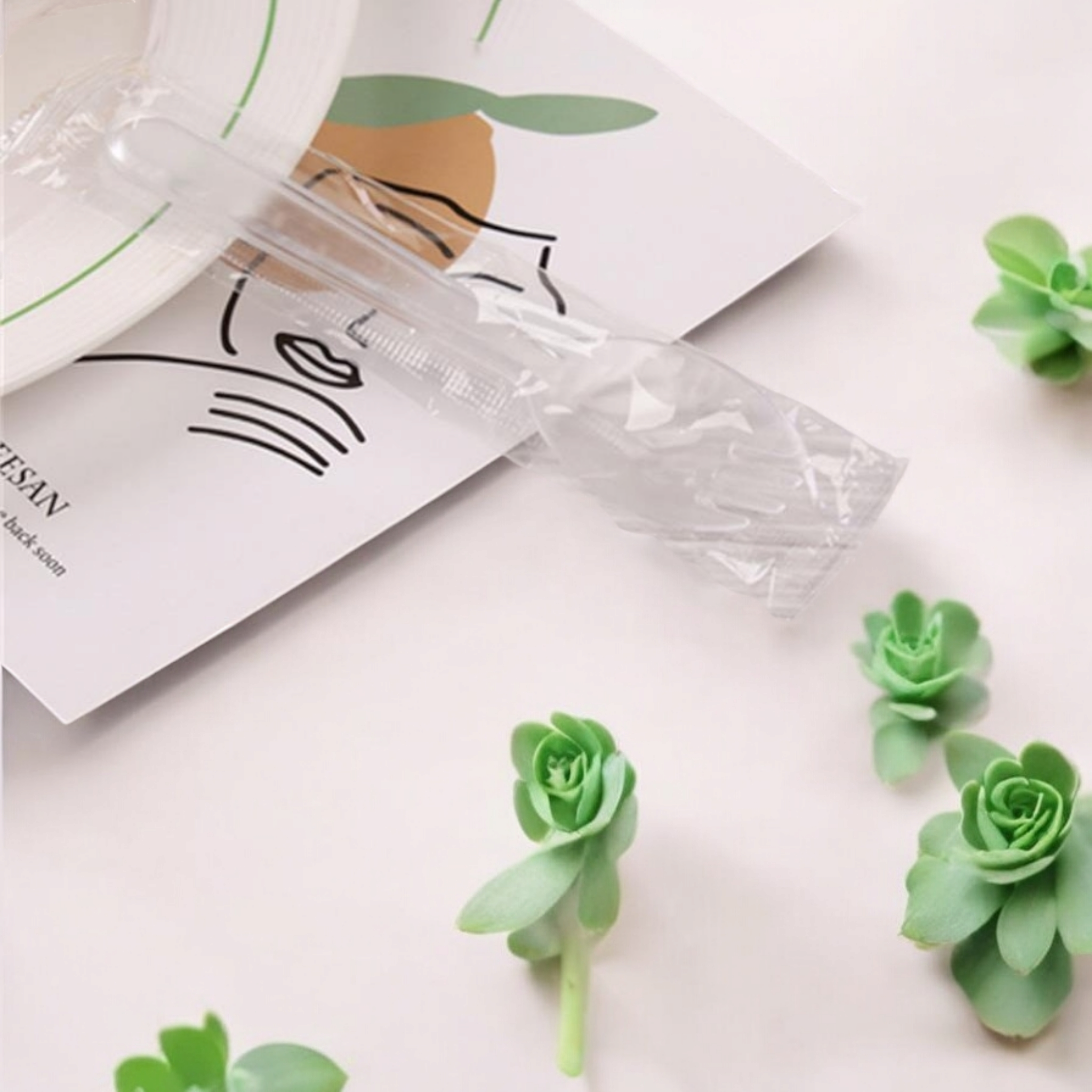 Plastic Acrylic Disposable Fork with Wrap 11.5cm 50pack