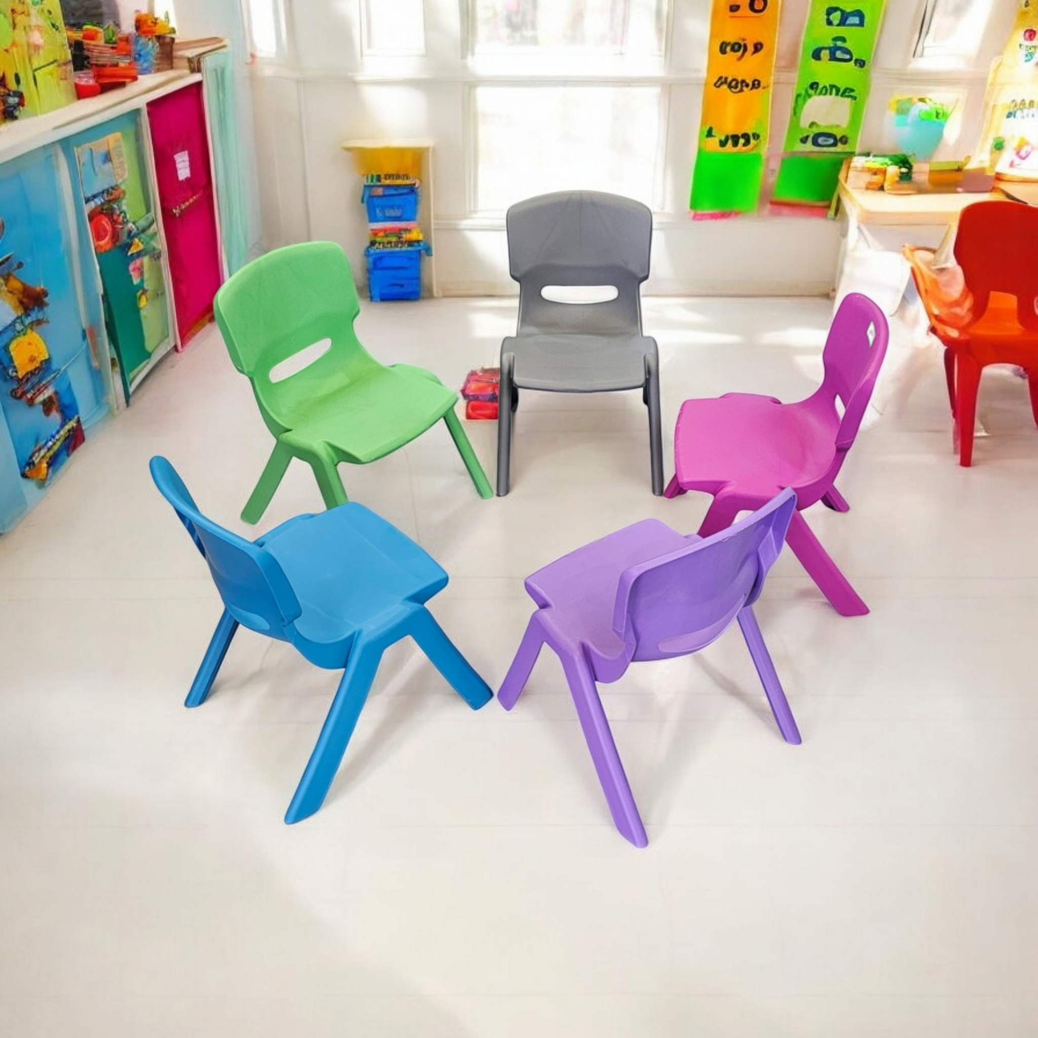 Preschool Colored Kiddies Chair 40cm Stackable