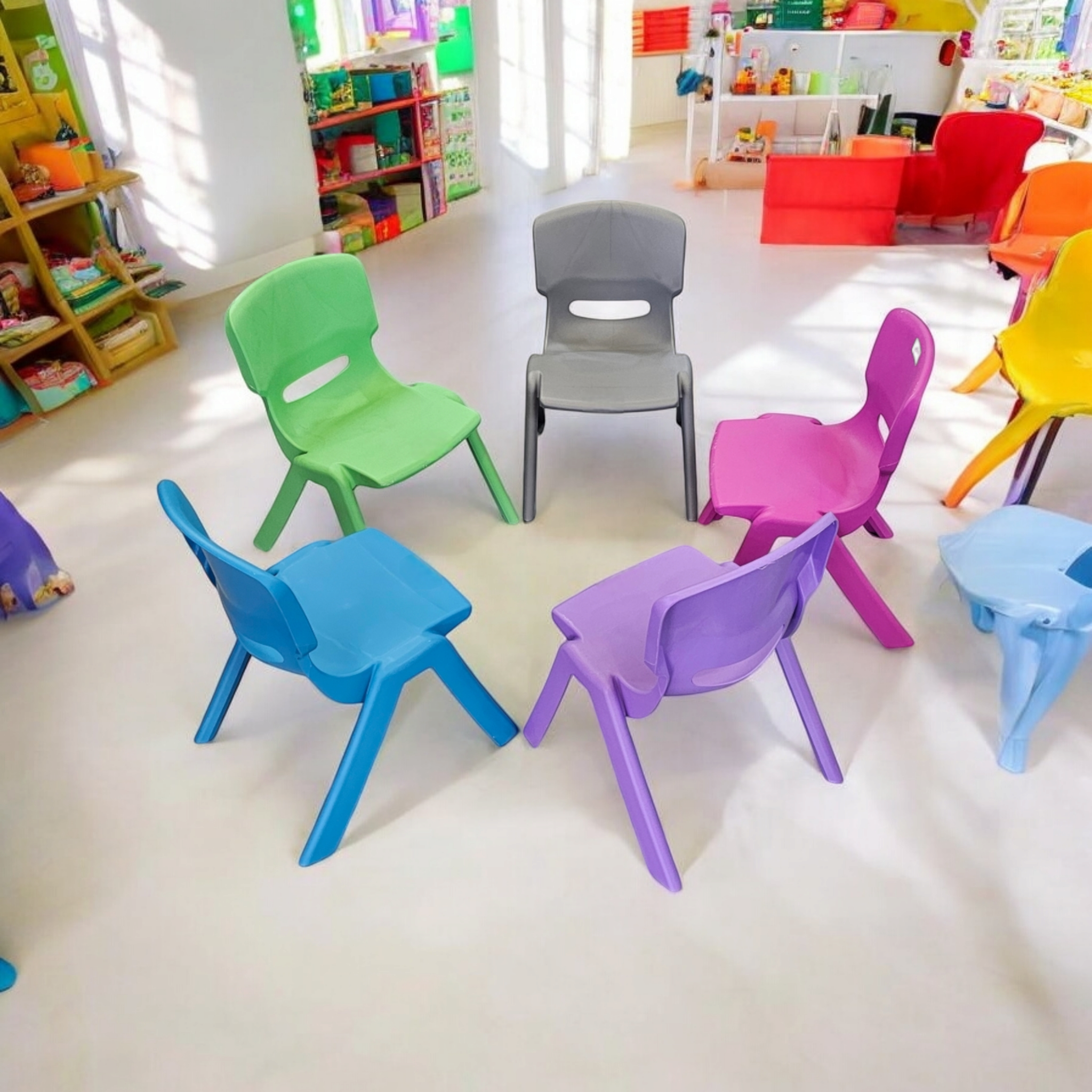 Preschool Colored Kiddies Chair 40cm Stackable