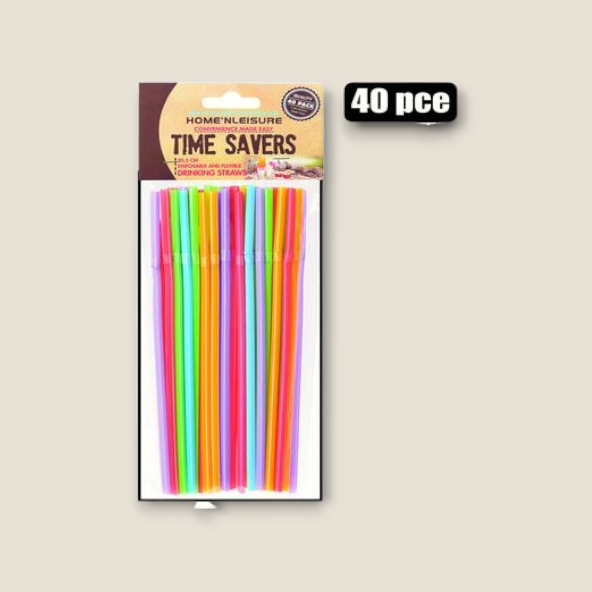 Time Savers Flexible Color Straws 33cm Assorted 70pack