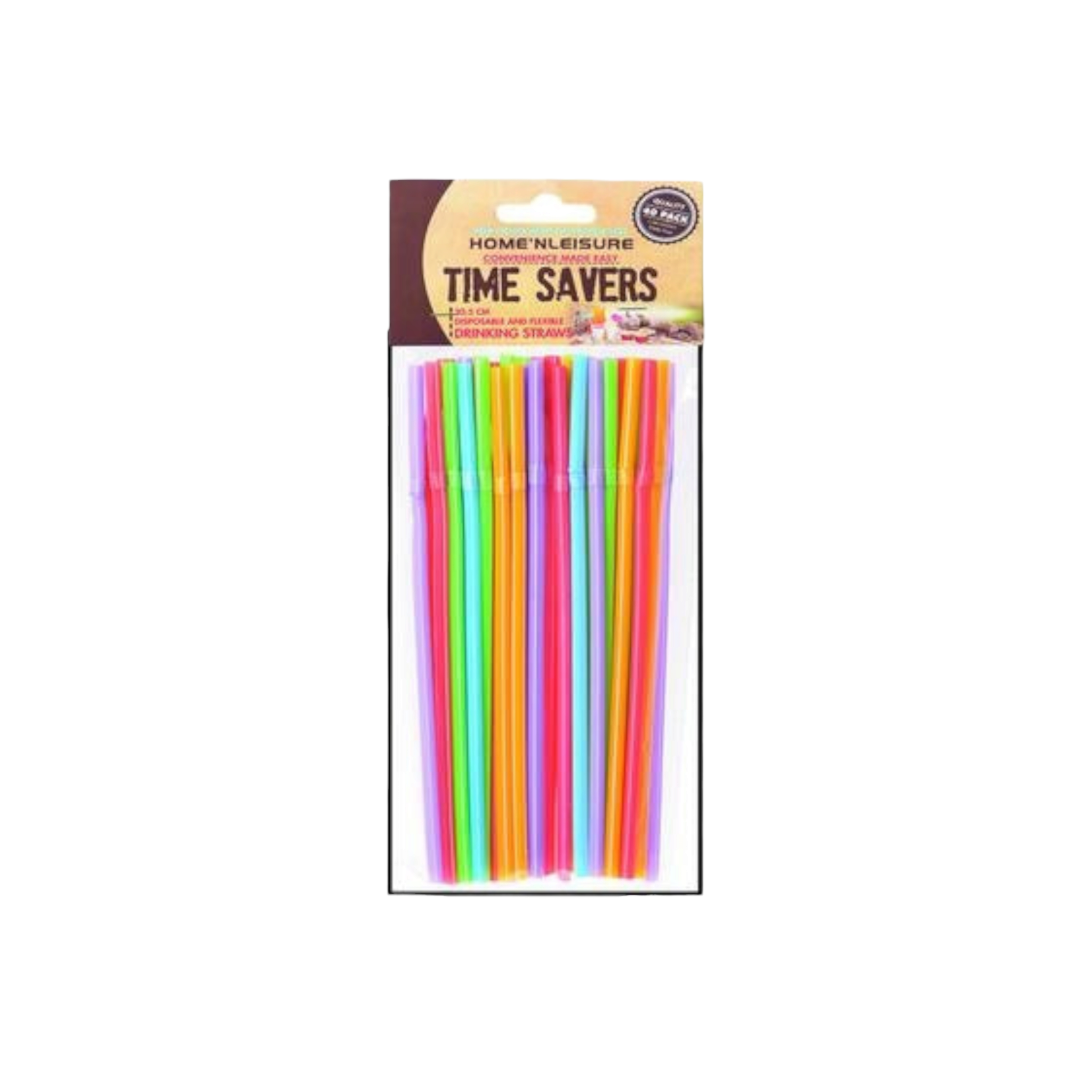 Time Savers Flexible Color Straws 33cm Assorted 70pack