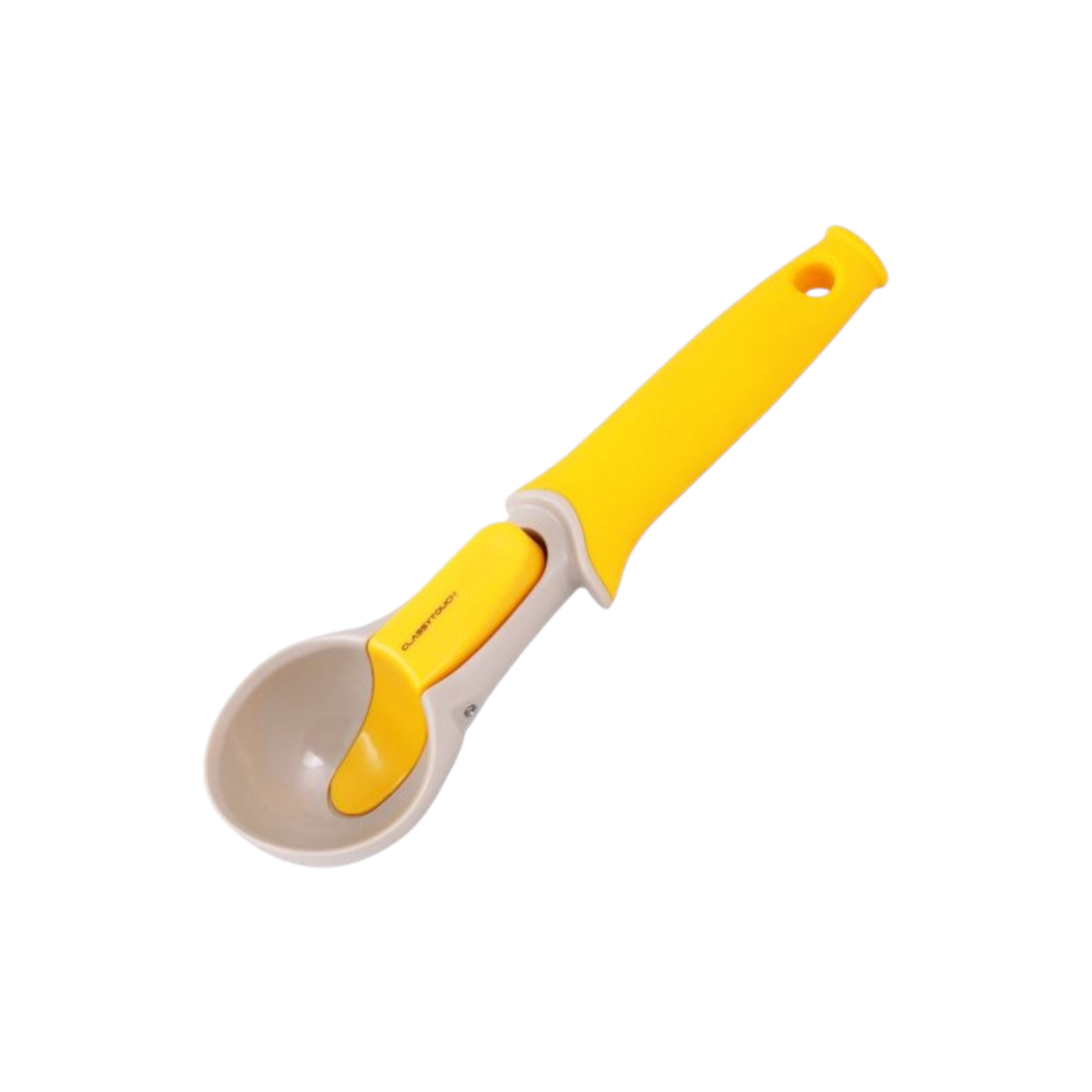 Ice Cream Spoon with Push Botton Yellow