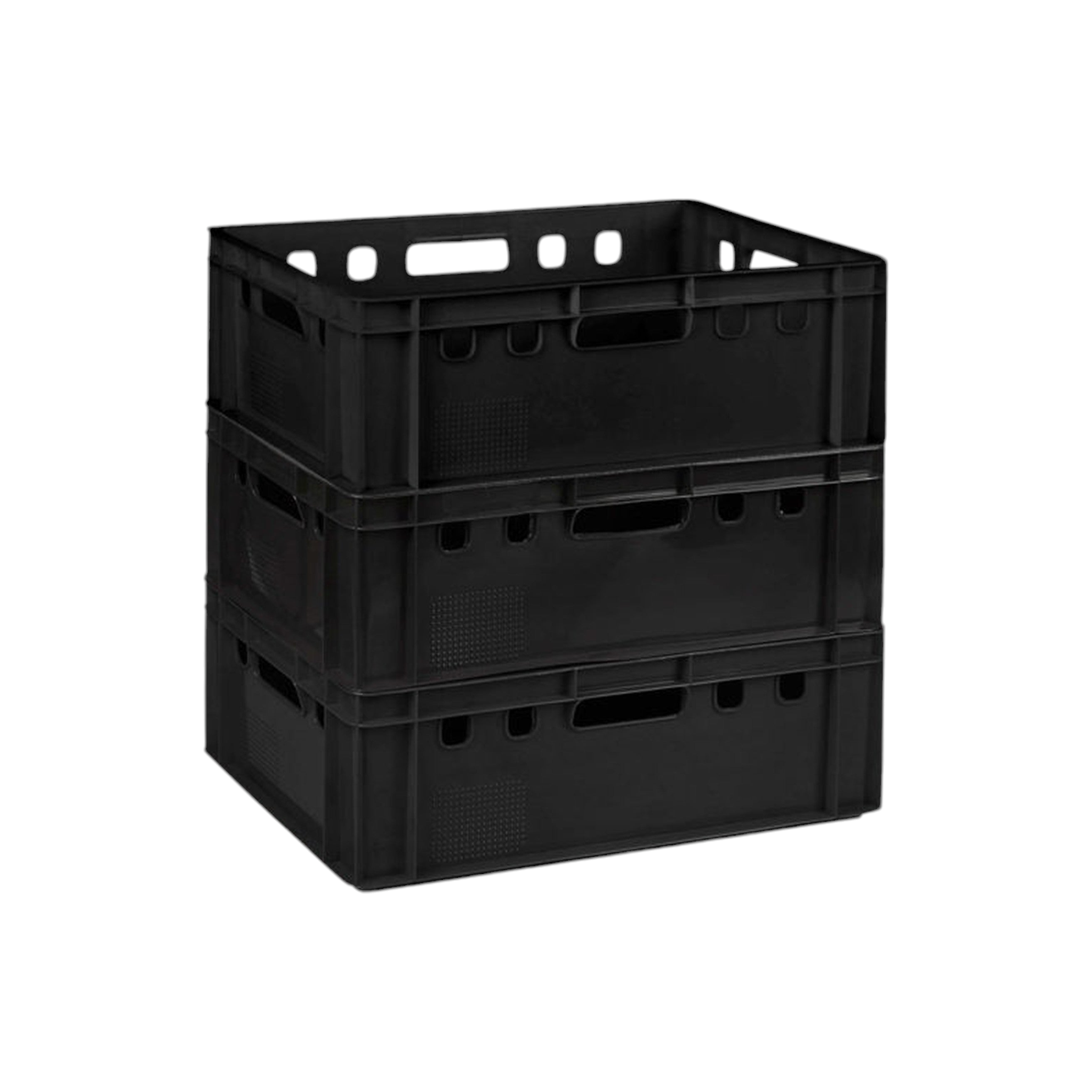 Plastic Crate Heavy Duty Stackable - Packing Crate Black Buzz