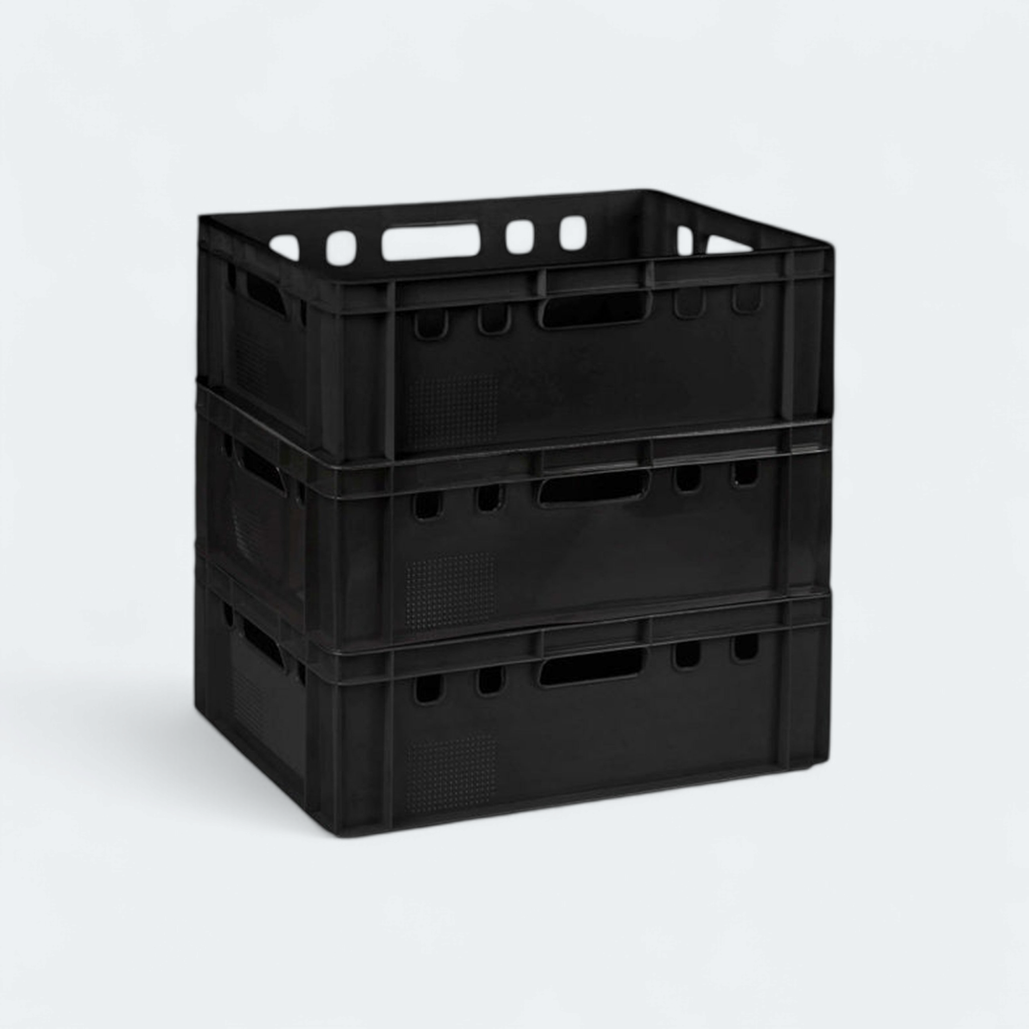 Plastic Crate Heavy Duty Stackable - Packing Crate Black Buzz