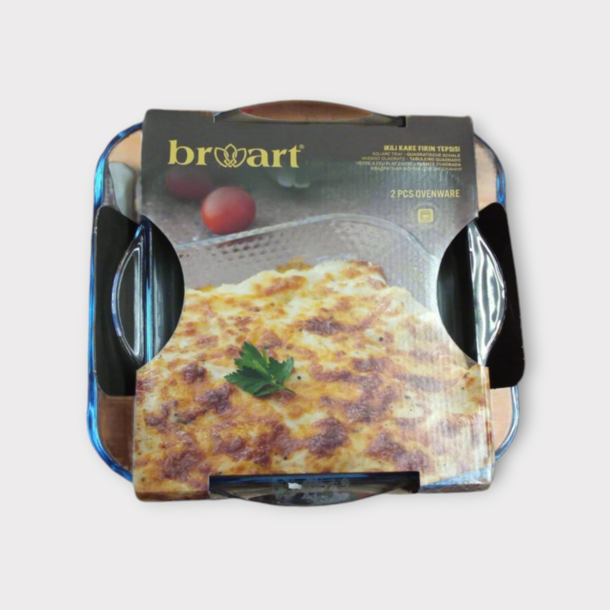 Broart  2-Piece Square Plain Glass Casserole 26+32cm BR-145028