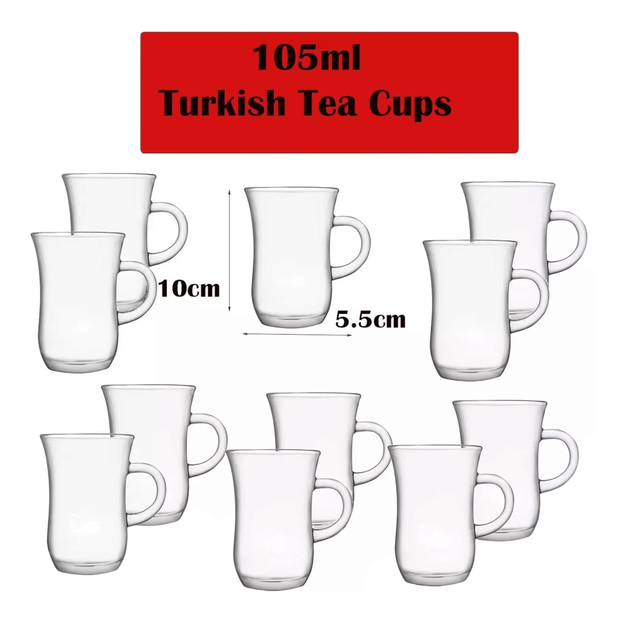 Tea Glasses 105ml Turkish Arab Coffee Teacups Espresso Drink Shot Glass 6pack