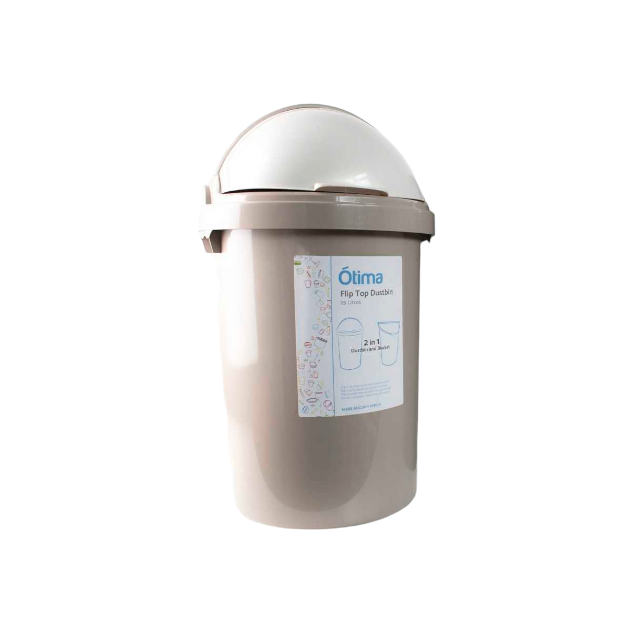 Otima 25L Office Waste Bin Brown with Helmet Flip Top Dome Lid