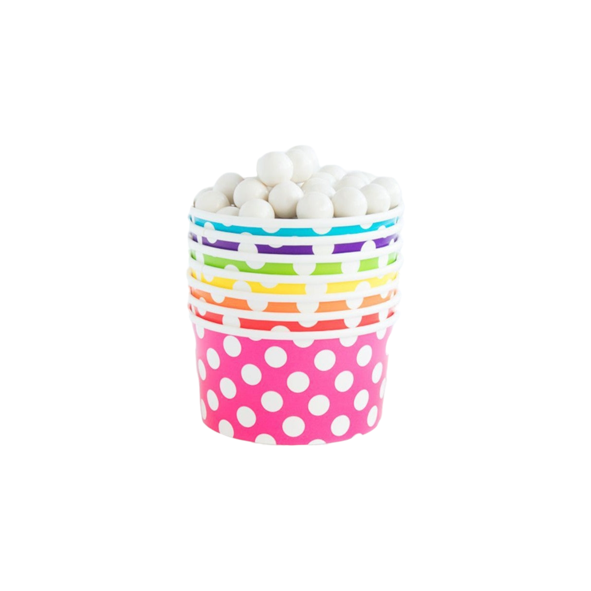 Ice Cream Paper Cups 180ml Polka Dot with Wooden Spoon 6pack