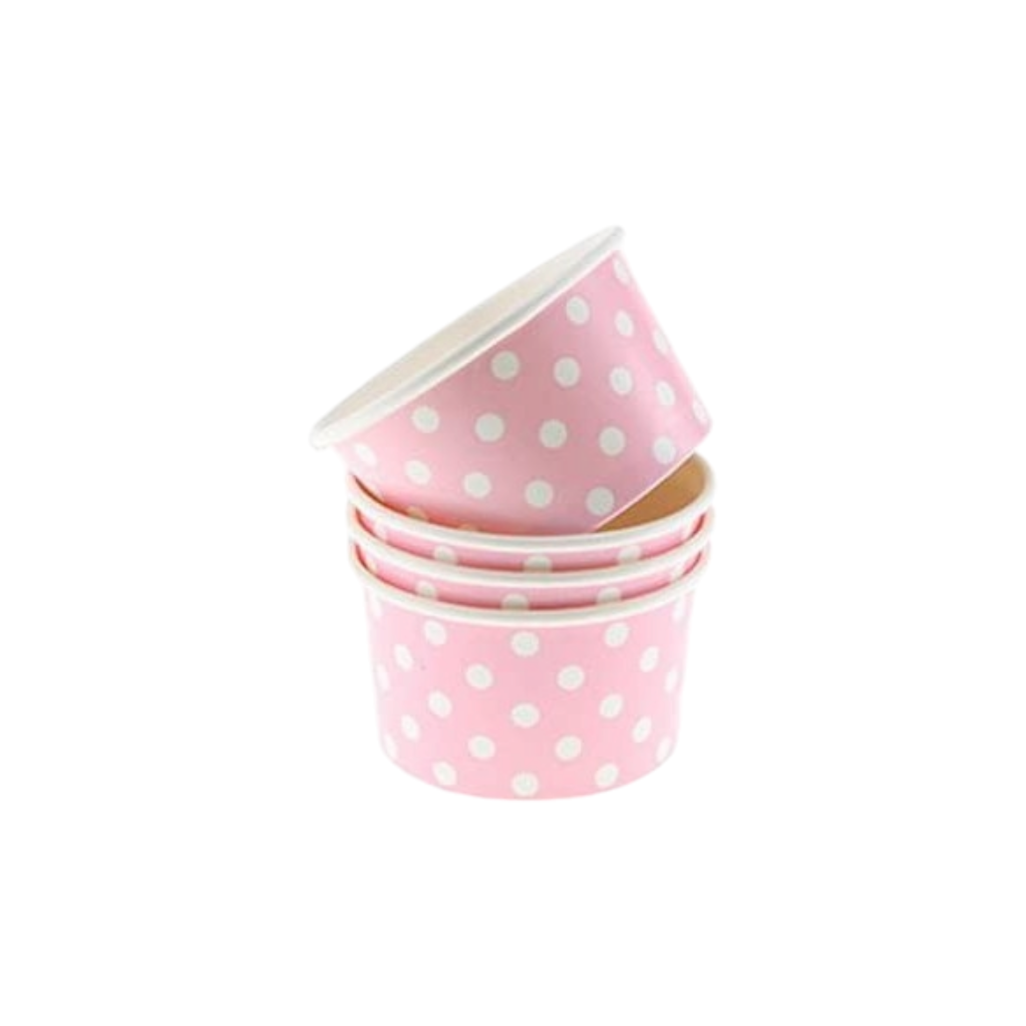 Ice Cream Paper Cups 180ml Polka Dot with Wooden Spoon 6pack