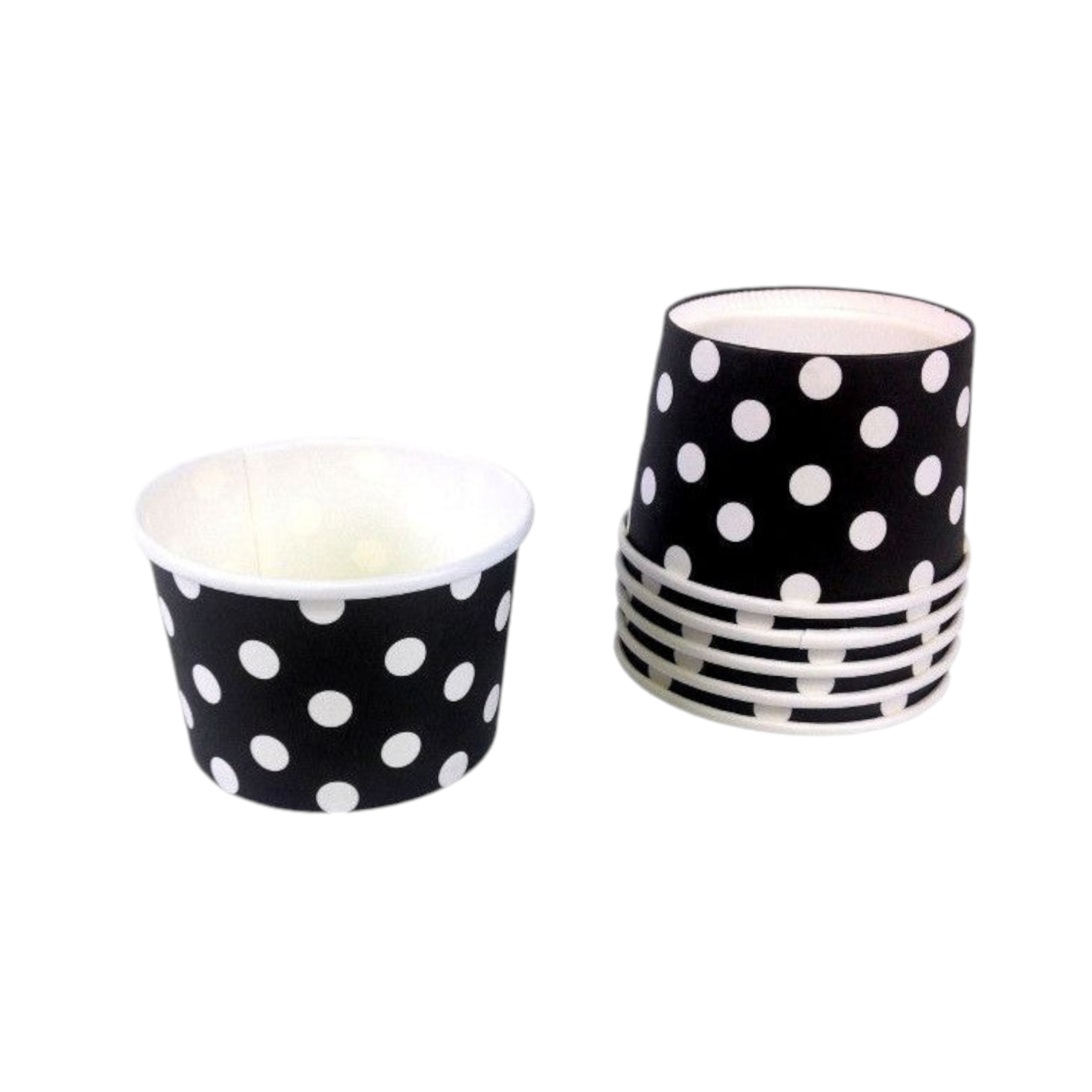 Ice Cream Paper Cups 180ml Polka Dot with Wooden Spoon 6pack