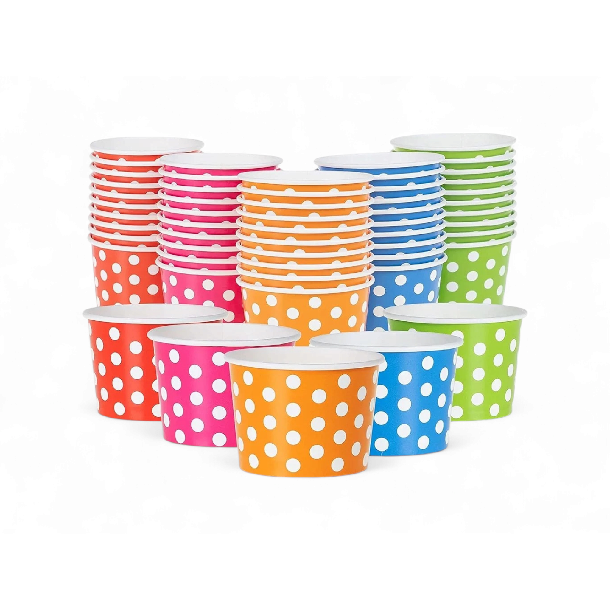 Ice Cream Paper Cups 180ml Polka Dot with Wooden Spoon 6pack