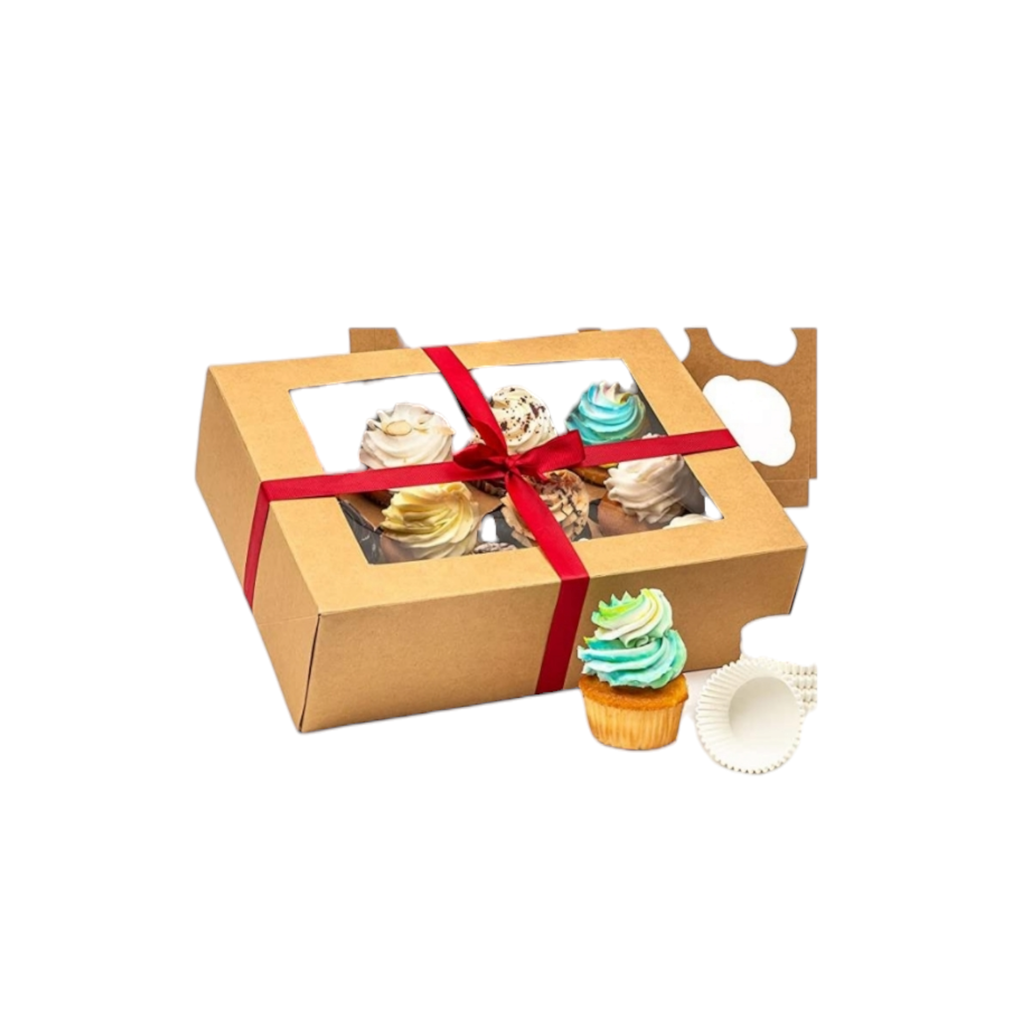 Kraft Gift Cupcake Boxes with Viewing Window