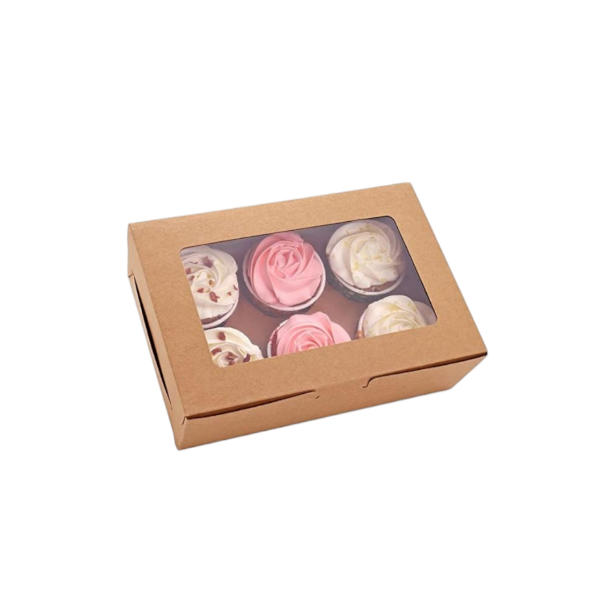 Kraft Gift Cupcake Boxes with Viewing Window