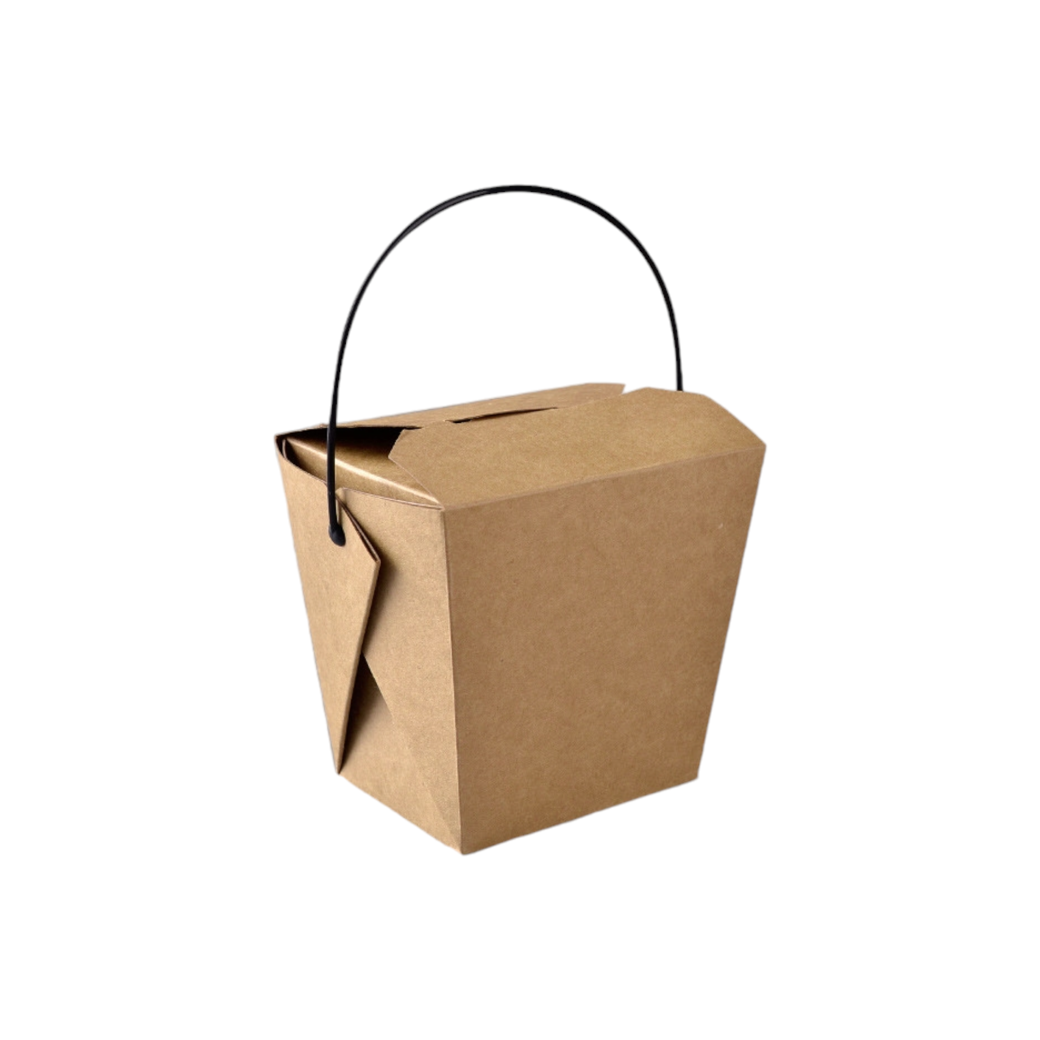 Kraft Paper Food Lunch Box Square with Handle 10.3x9.1x10.4cm