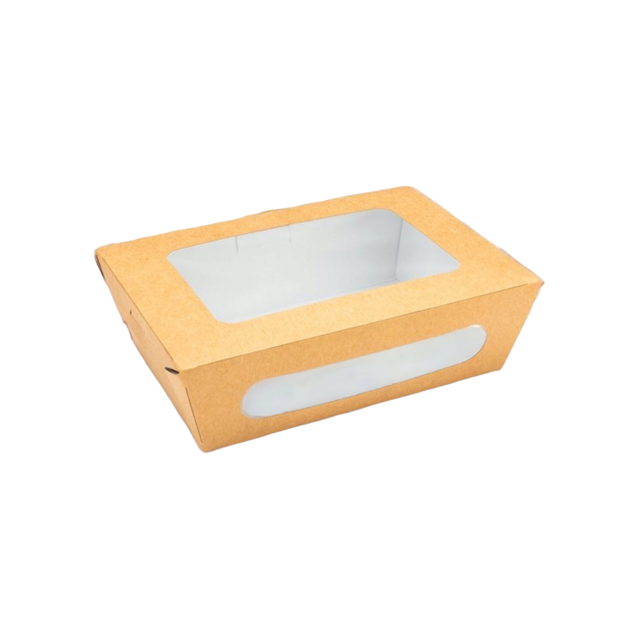 Kraft Paper Food Lunch Box with Mutliple Viewing Windows 20x12x4.5cm