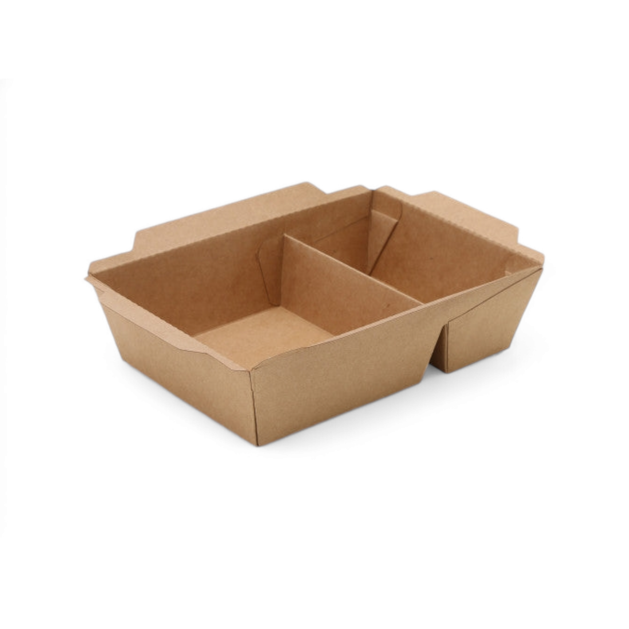 Kraft Paper Food Lunch Meal Box 1600ml 2-Compartment Cliplock with PET Lid Combo 5pack