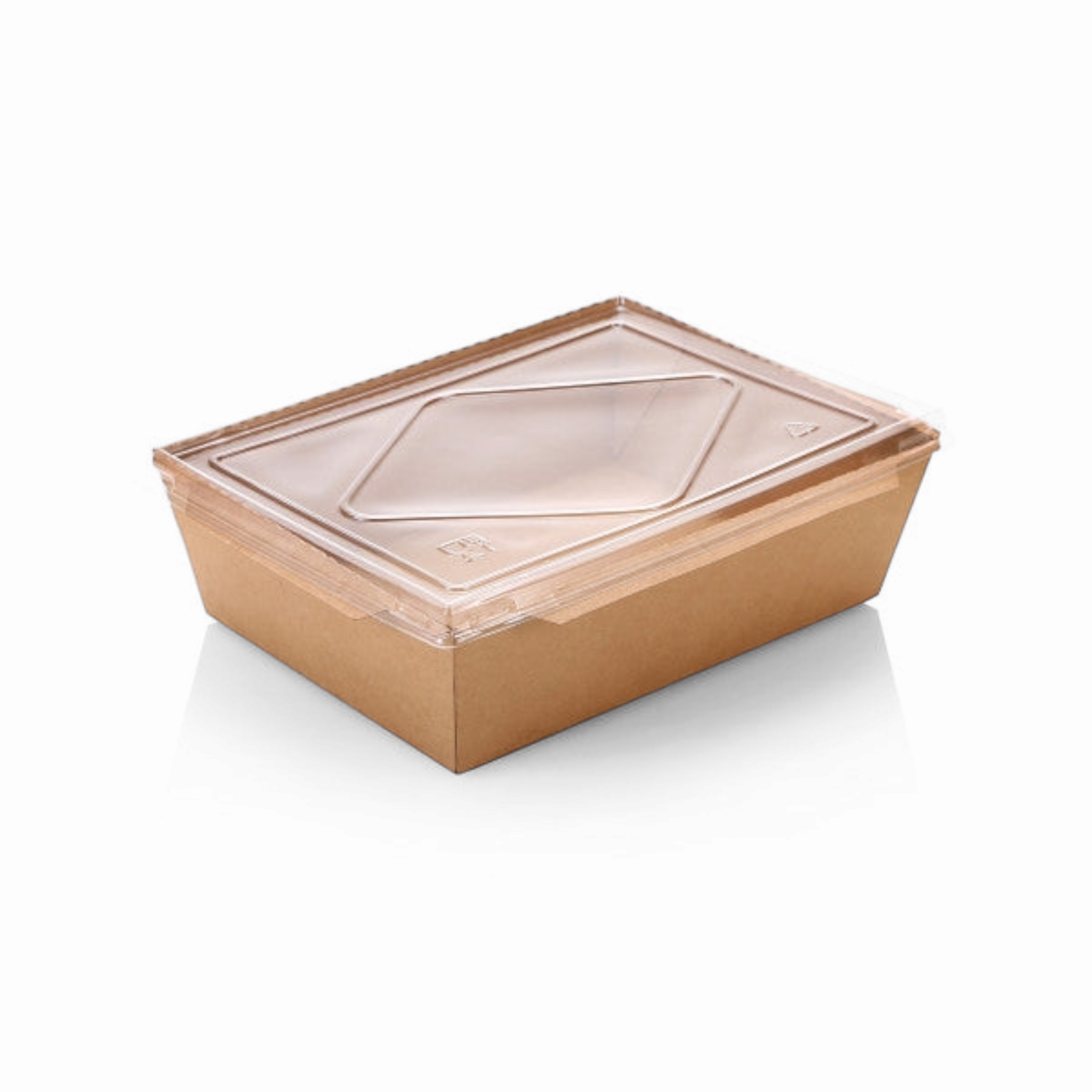 Kraft Paper Food Lunch Meal Box 2100ml Cliplock with PET Lid Combo 5pack