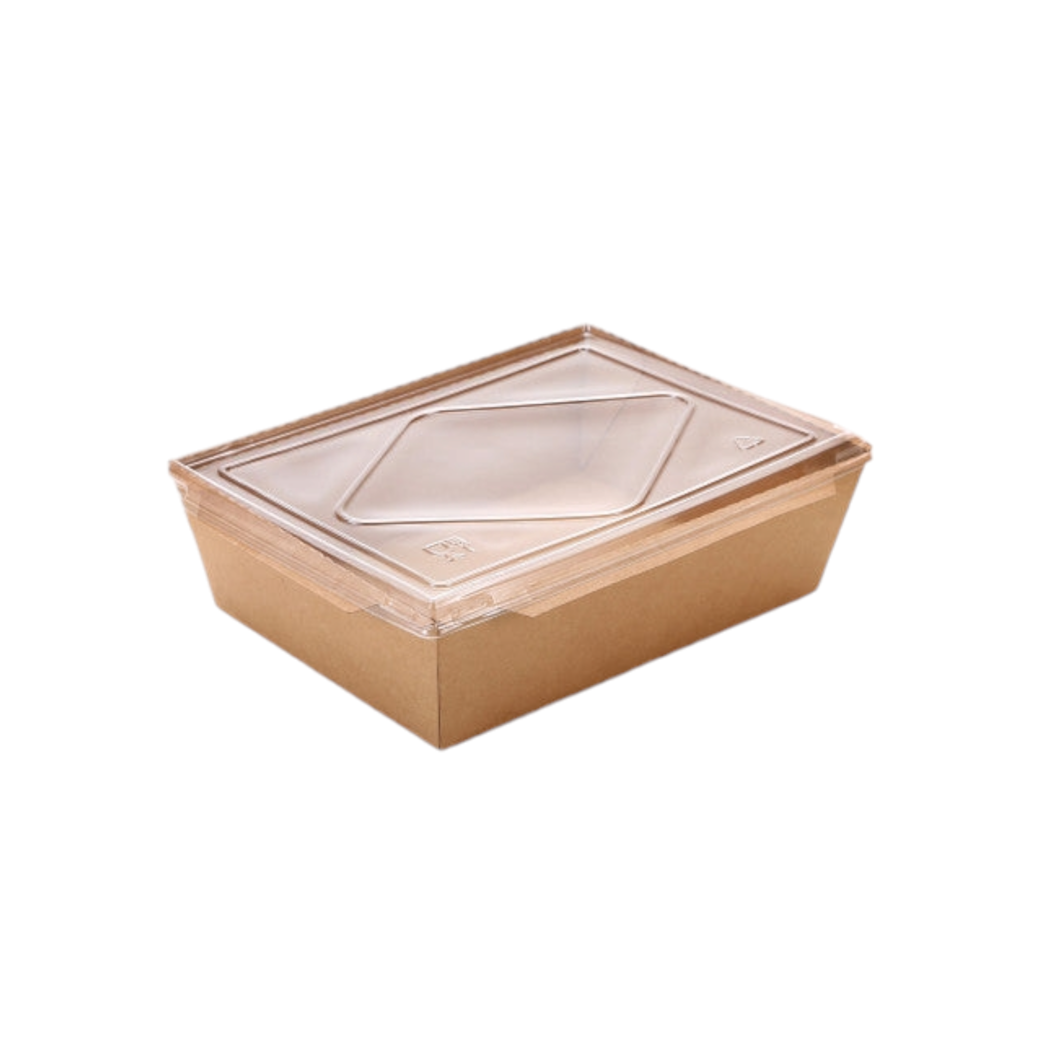 Kraft Paper Food Lunch Meal Box 2100ml Cliplock with PET Lid Combo 5pack