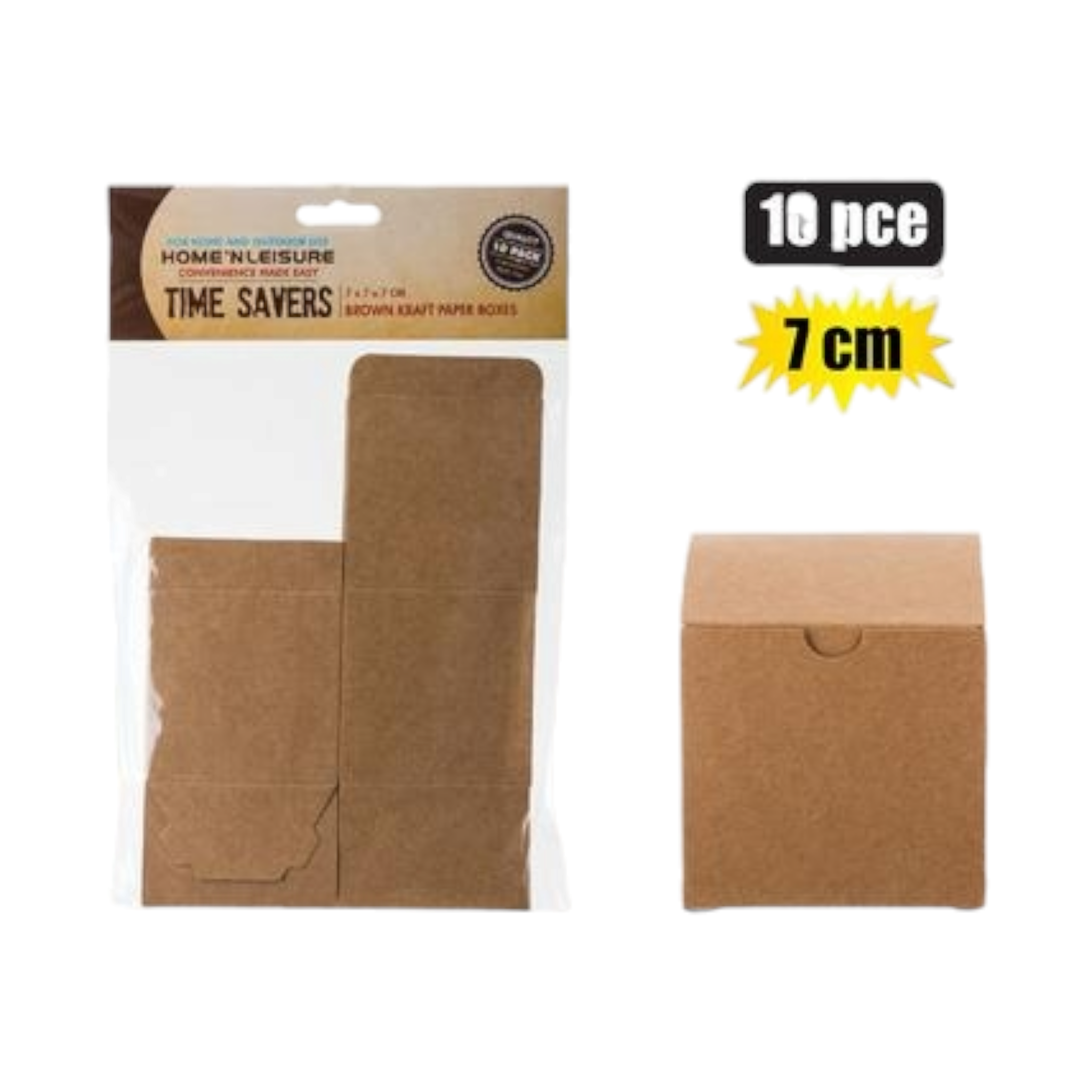 Time Savers Kraft Gift Party Treats Boxes Square Brown 7.5cm 10pack