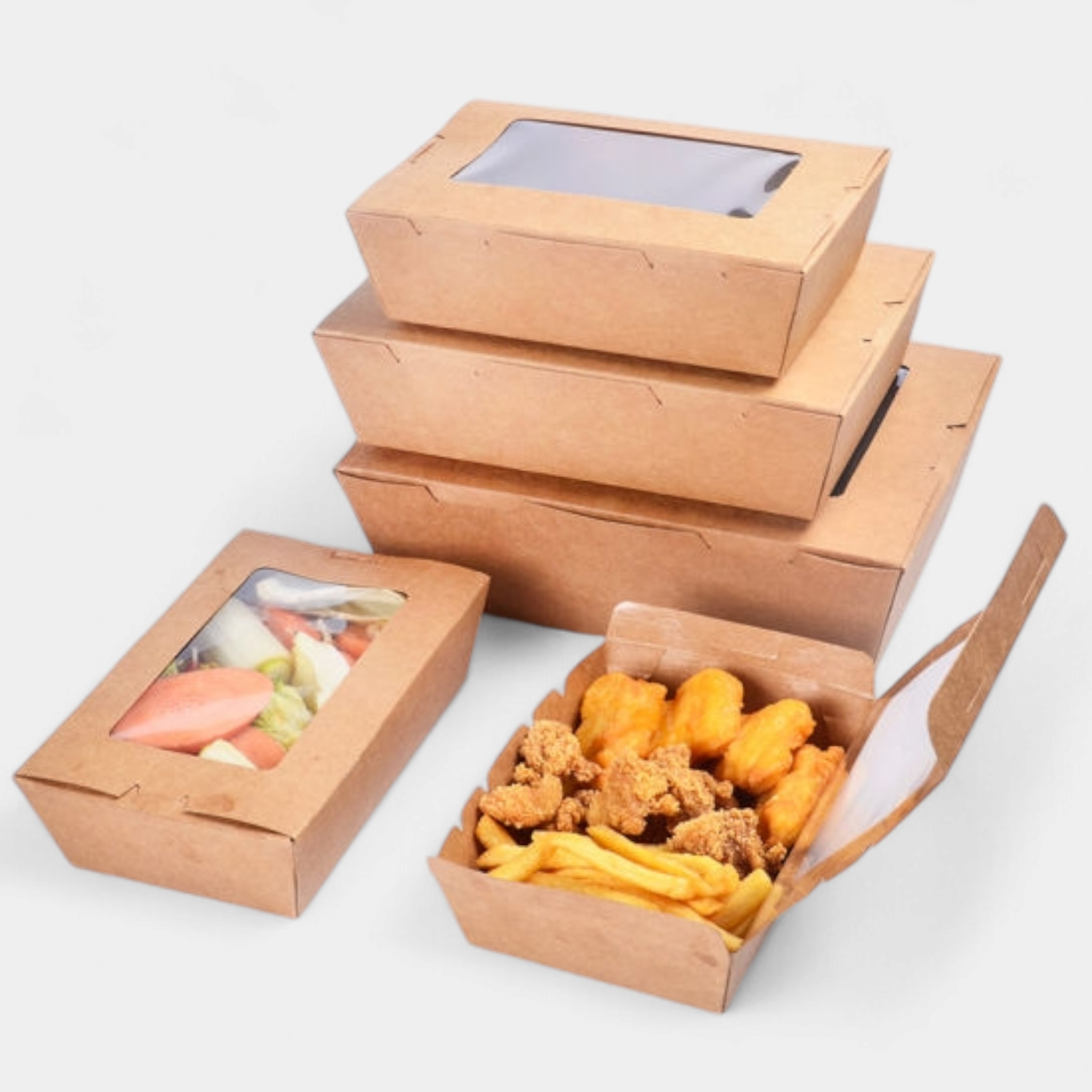 Kraft Paper Biscuit Gift Box with Window 17.5x12.5cm-22x14cm