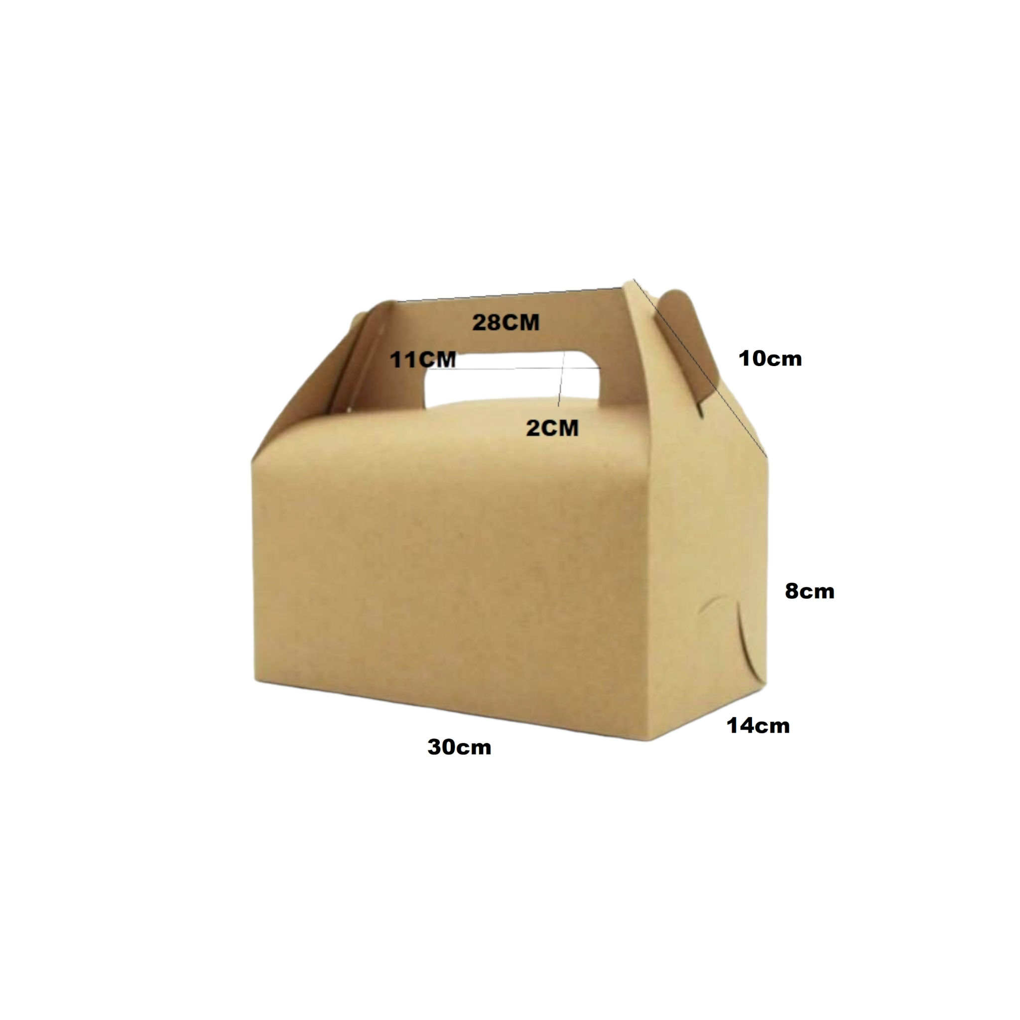 Kraft Gift Takeaway Party Treats Box 18x30cm with Handle