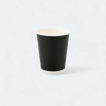 350ml Paper Coffee Cups Double Wall Black White Sip Lid 10pack