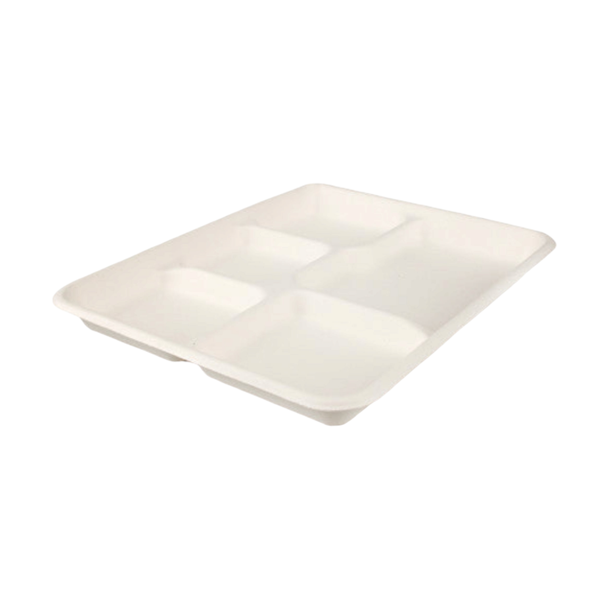 Biodegradable Sugar Cane Airliner Serving Platter 5-Compartment Tray Large 10pack