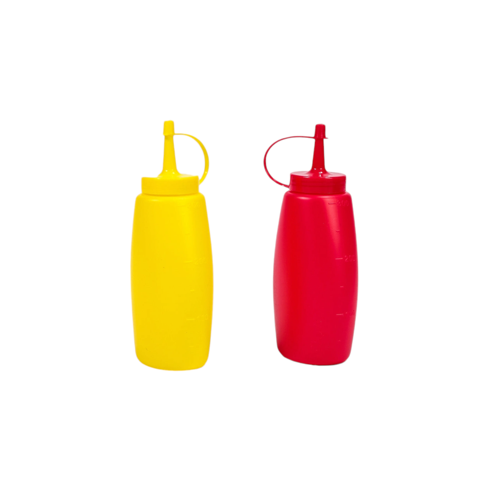 Plastic Squeeze Sauce Bottle 2pc Set Red & Yellow