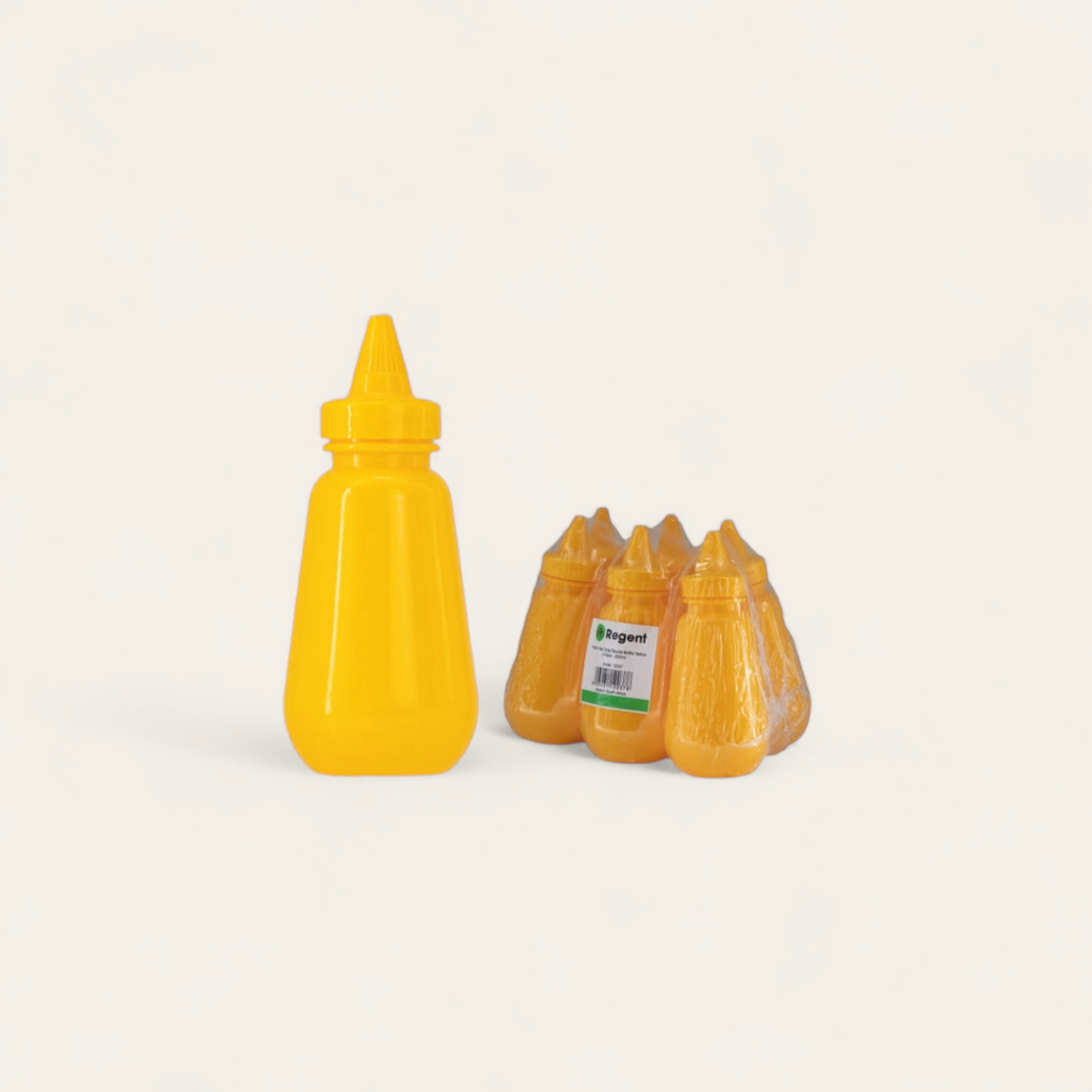 Regent Squeeze Sauce Bottle 250ml Plastic Tear Drop Yellow 6pack 12037