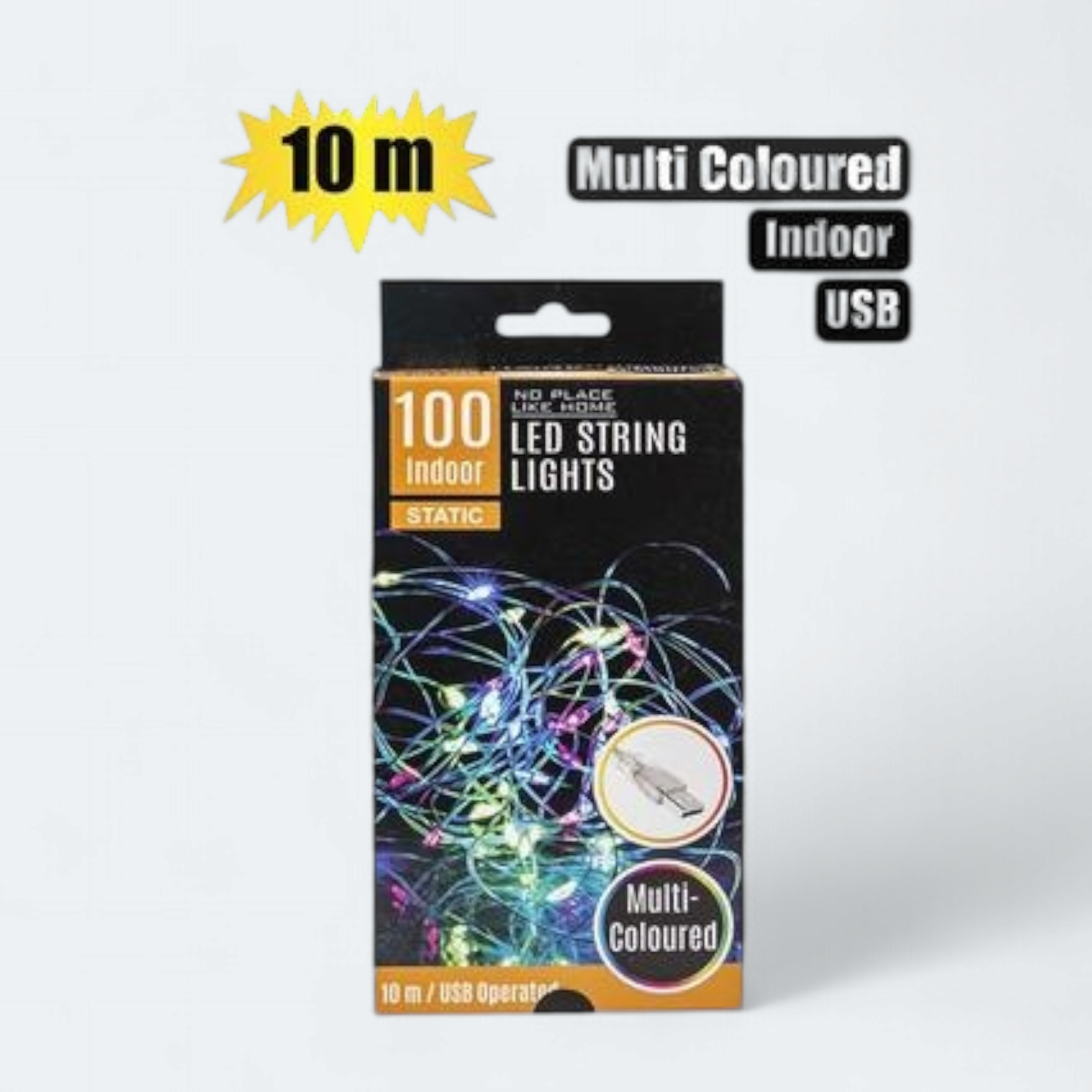 LED String Fairy Lights Indoor 100x Multicolored 10m with USB