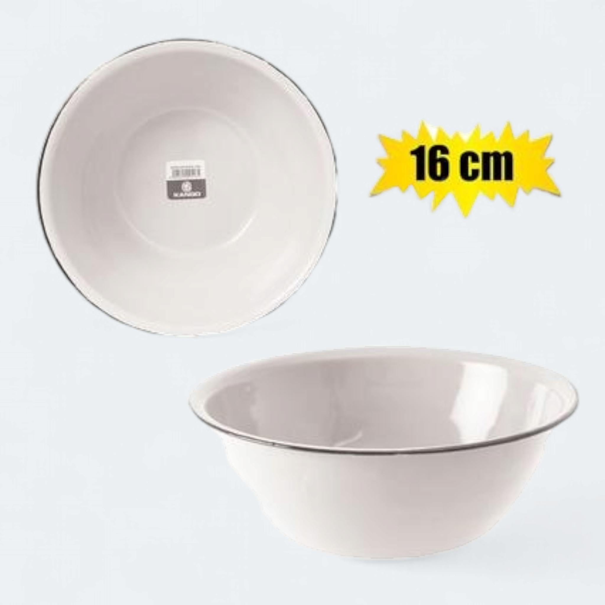 Enamel Mixing Cash Bowl 16cm White