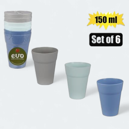 150ml Reusable Picnic Plastic Tumbler Pastel Assorted 6pack