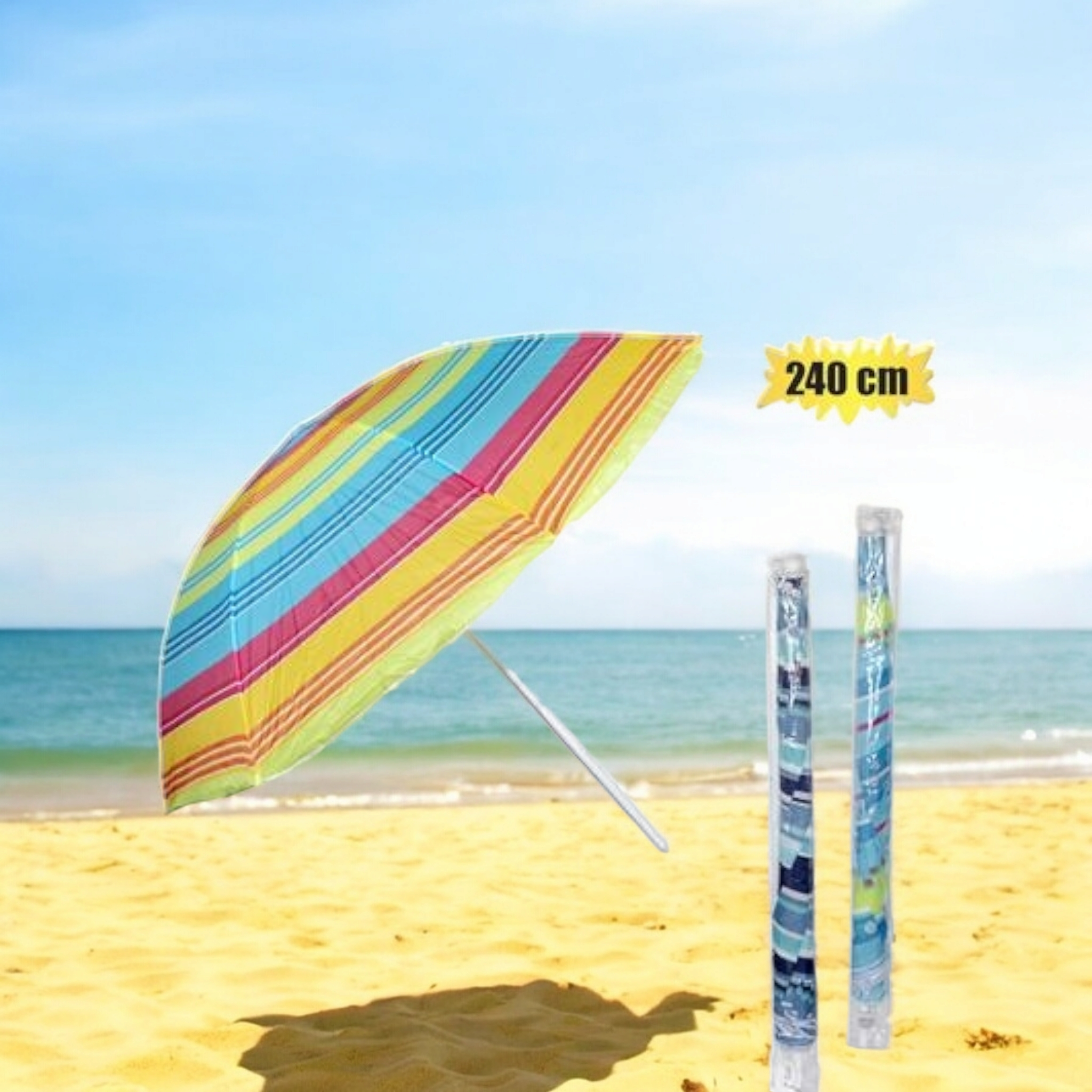 Beach Umbrella 240cm Thick Rib