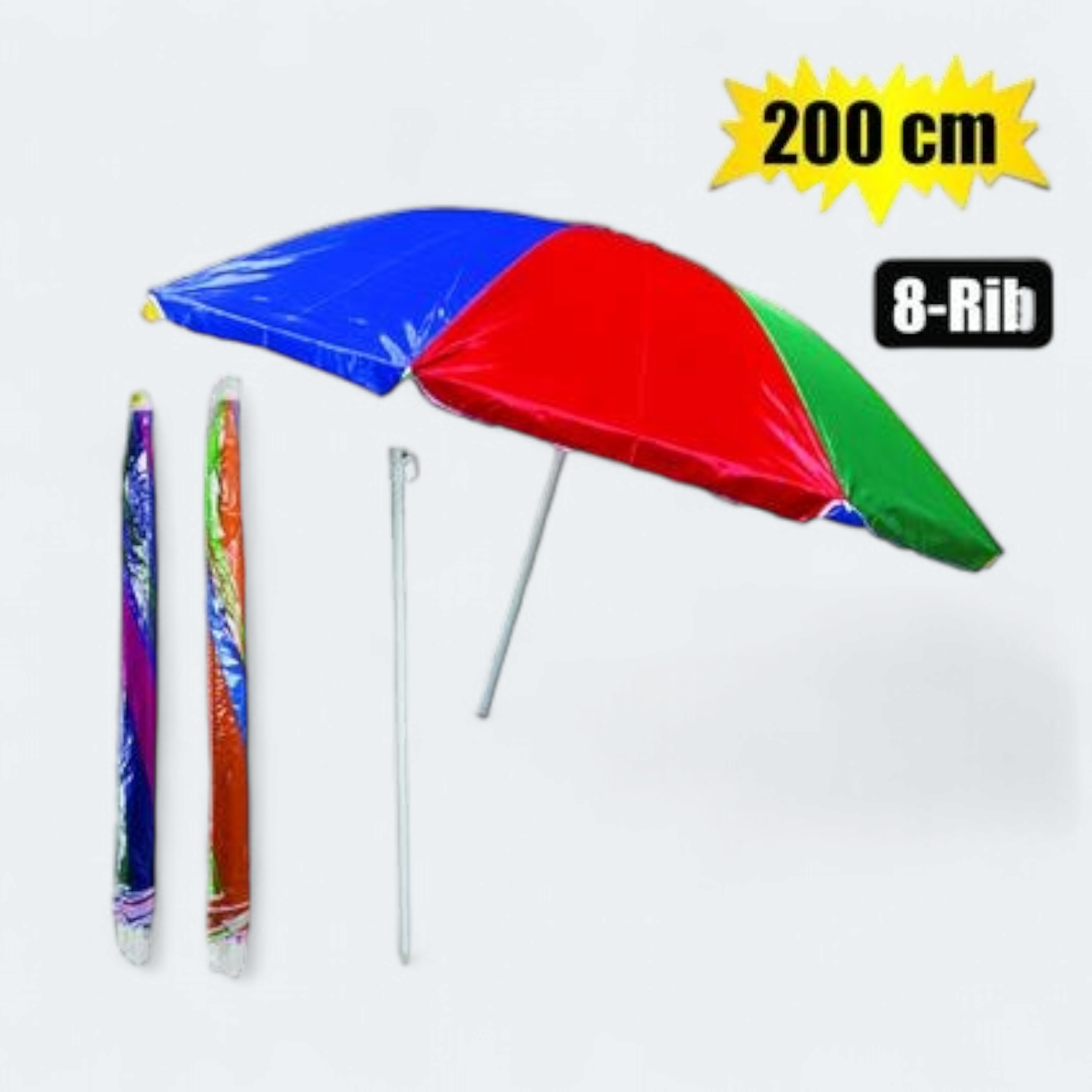 Beach Umbrella Beach 200cm Diameter 8-Rib