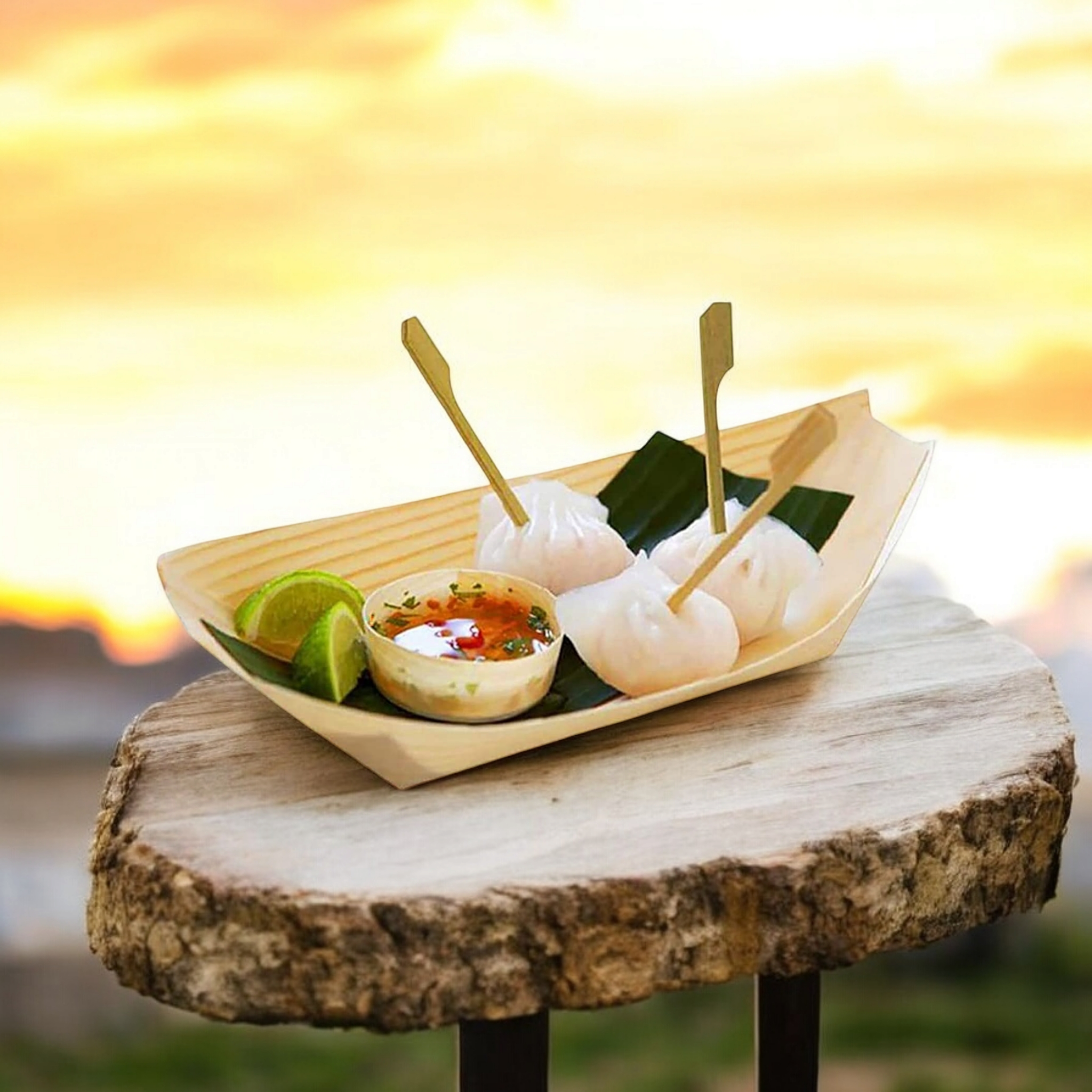 Bamboo Serving Boat Tray Disposable 12inch 30cm 1pc