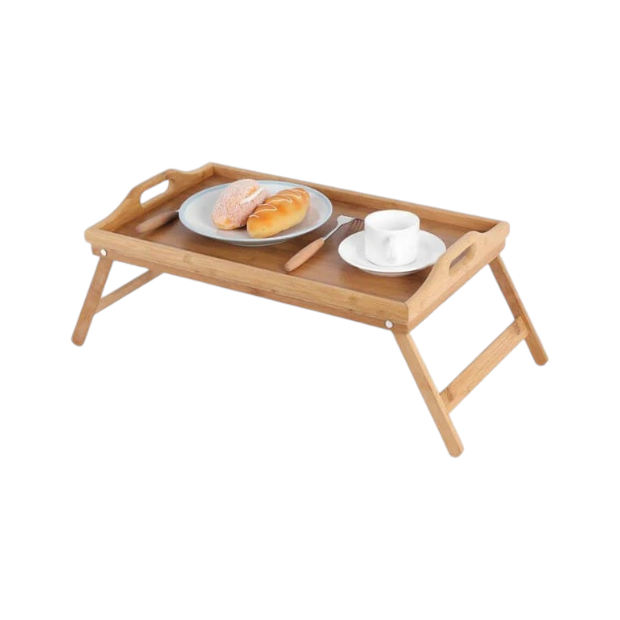 EH Breakfast Serving Tray Bamboo Natural with Folding Legs Edu Desk 21423