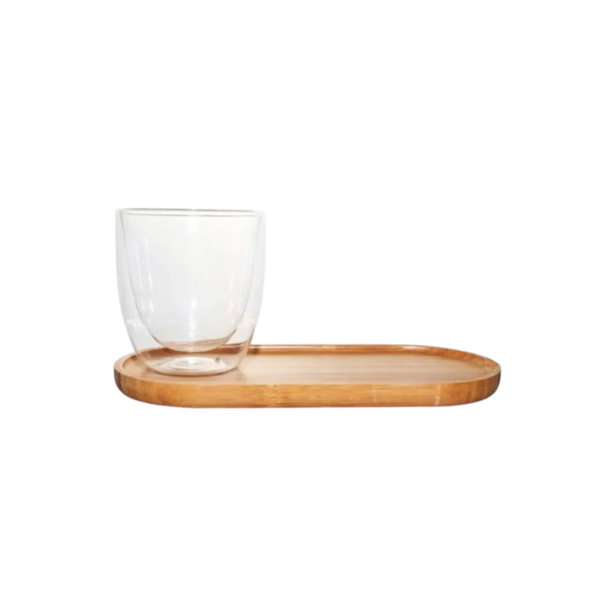 Barista Double Wall Latte Cup 310ml with Bamboo Saucer Tray 10239