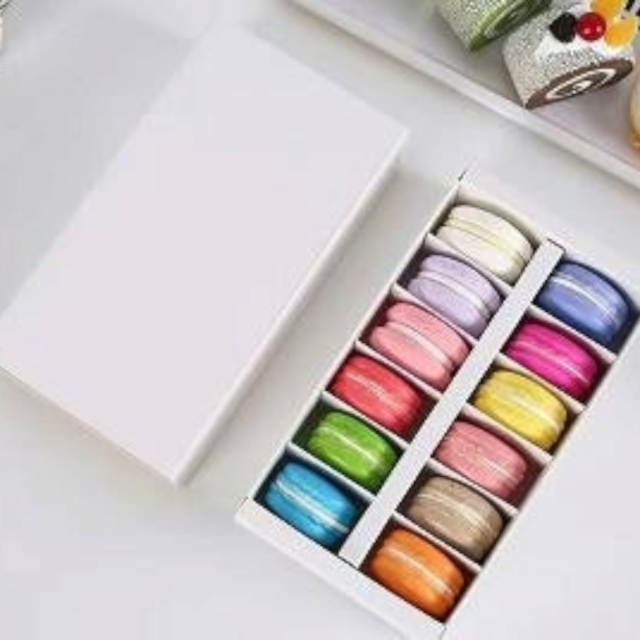 Macaron Display Gift Box with Slide Cover 20x10.5x5cm fits 12