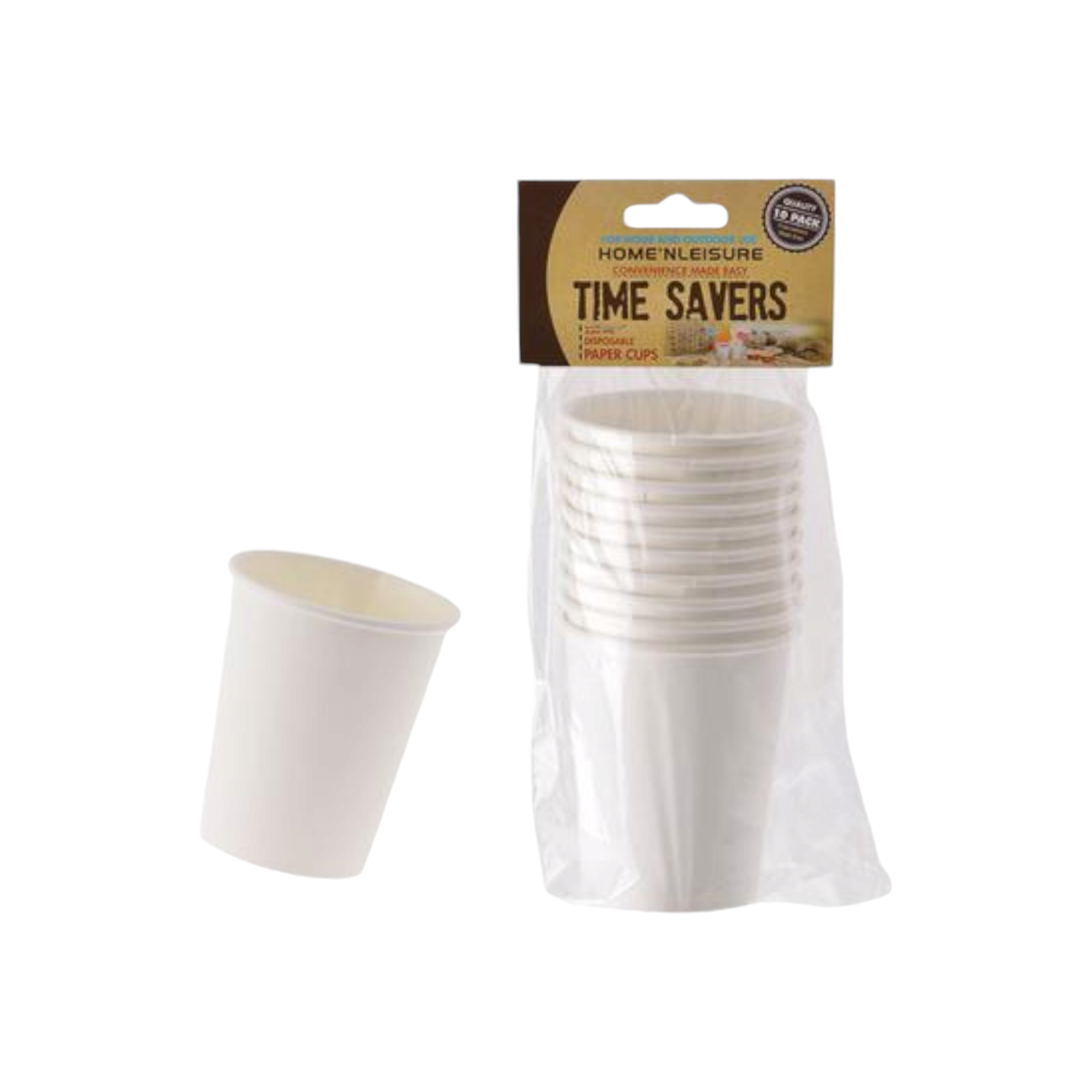 Time Savers 250ml Disposable Picnic Paper Cup White 10pack