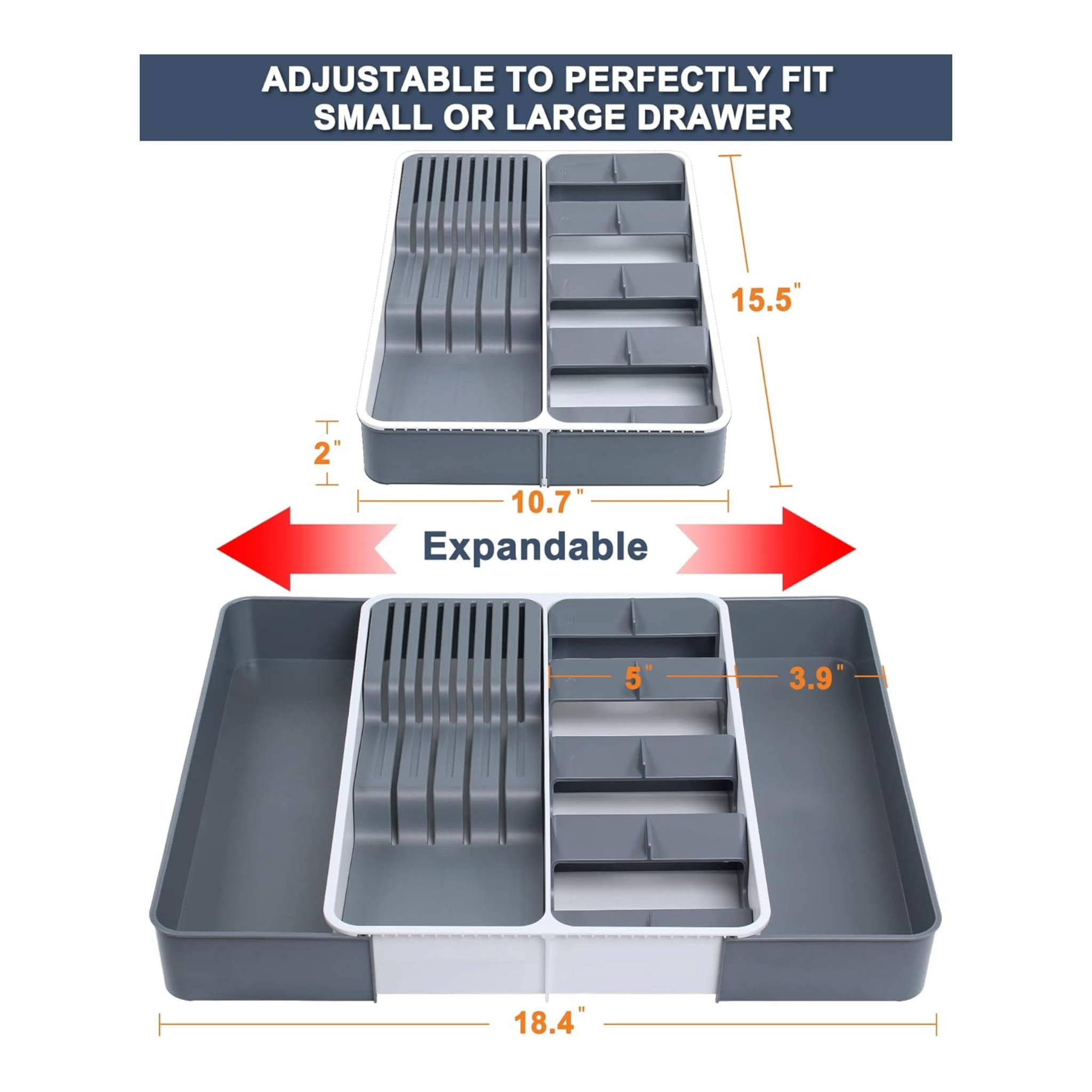 Aqua Expandable Utensil and Knife Drawer Organiser Tray 10120