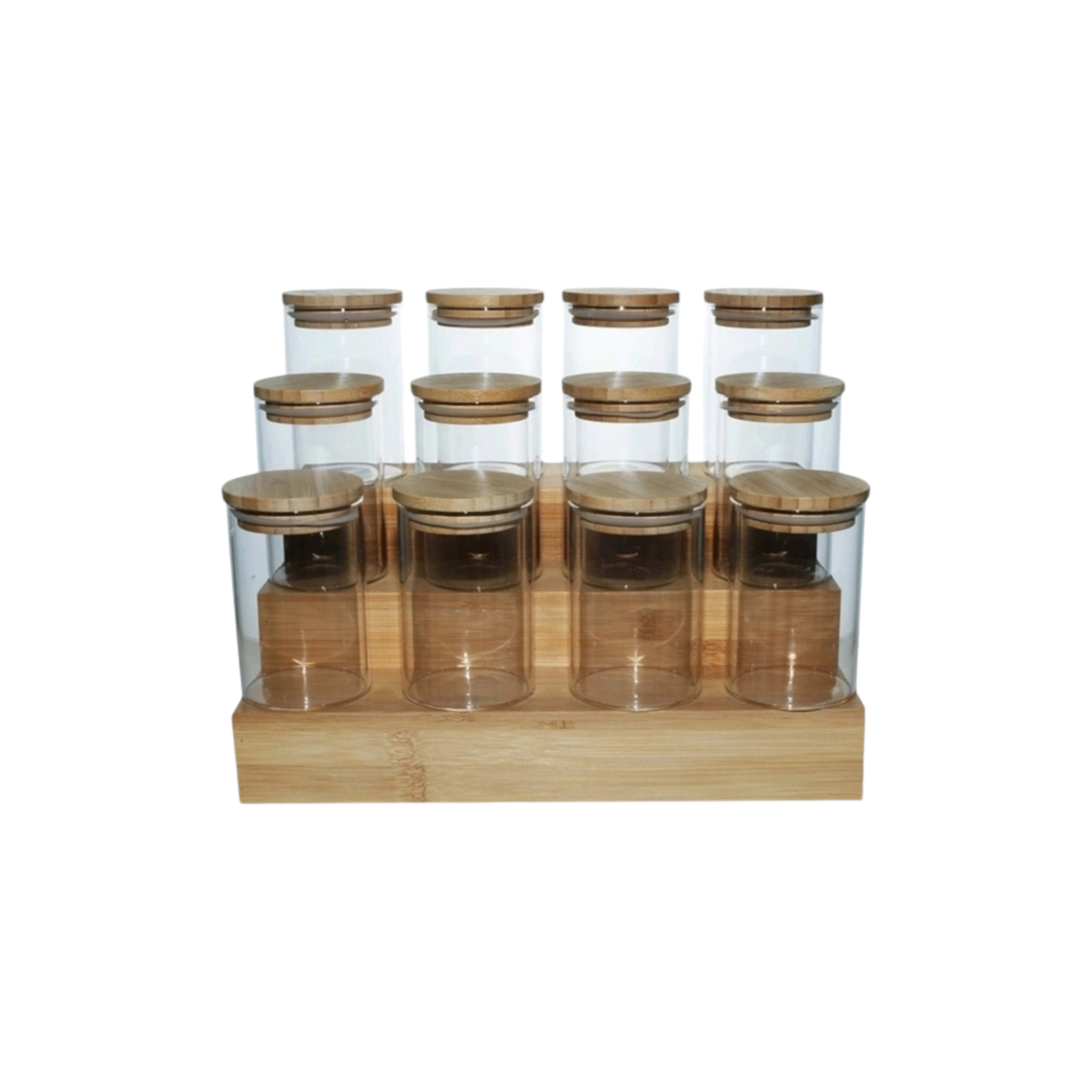 Aqua Spice Jar 200ml with Bamboo Lid 12-Bottle with Stand 27301