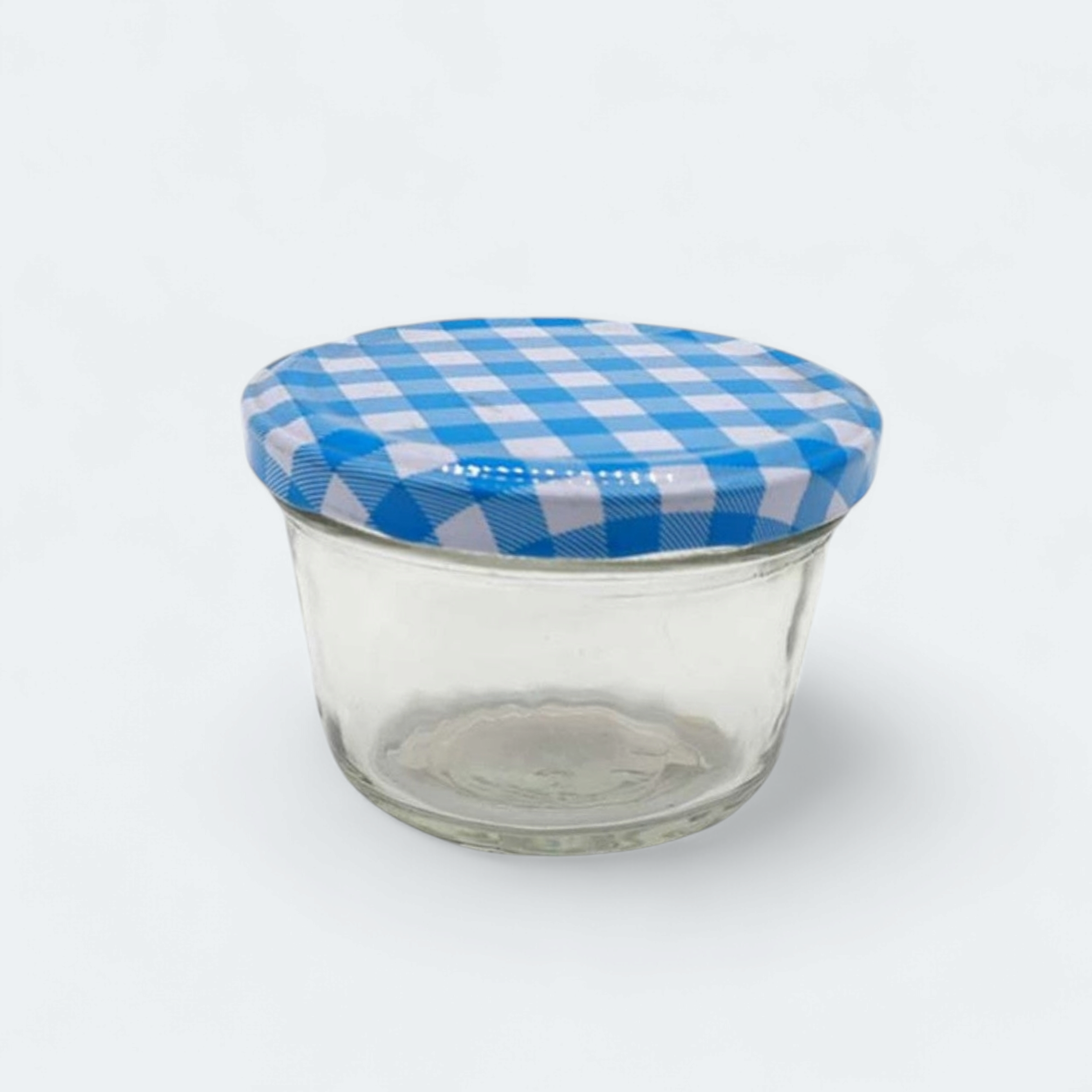 Glass Storage Jar with Check Lid 6.5x7.5cm