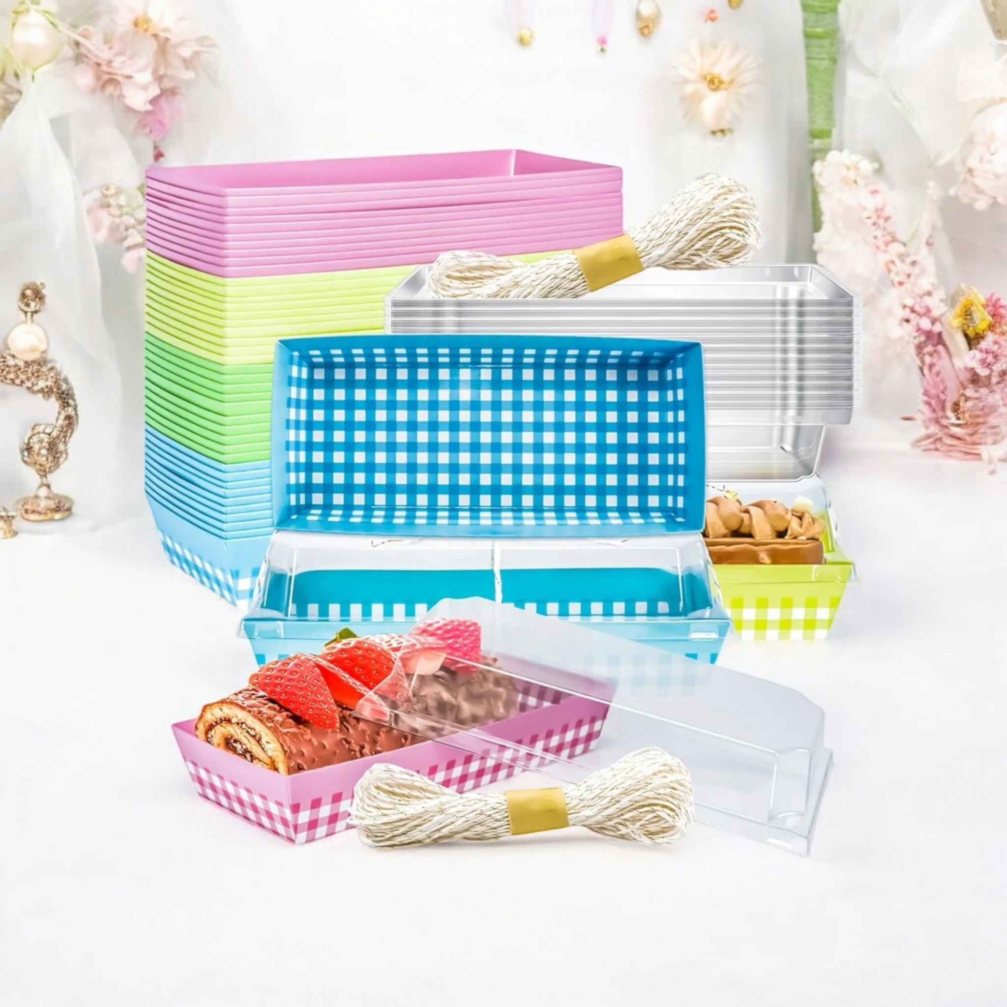 Patisserie Paper Cake Box with Lid 19x8.5cm