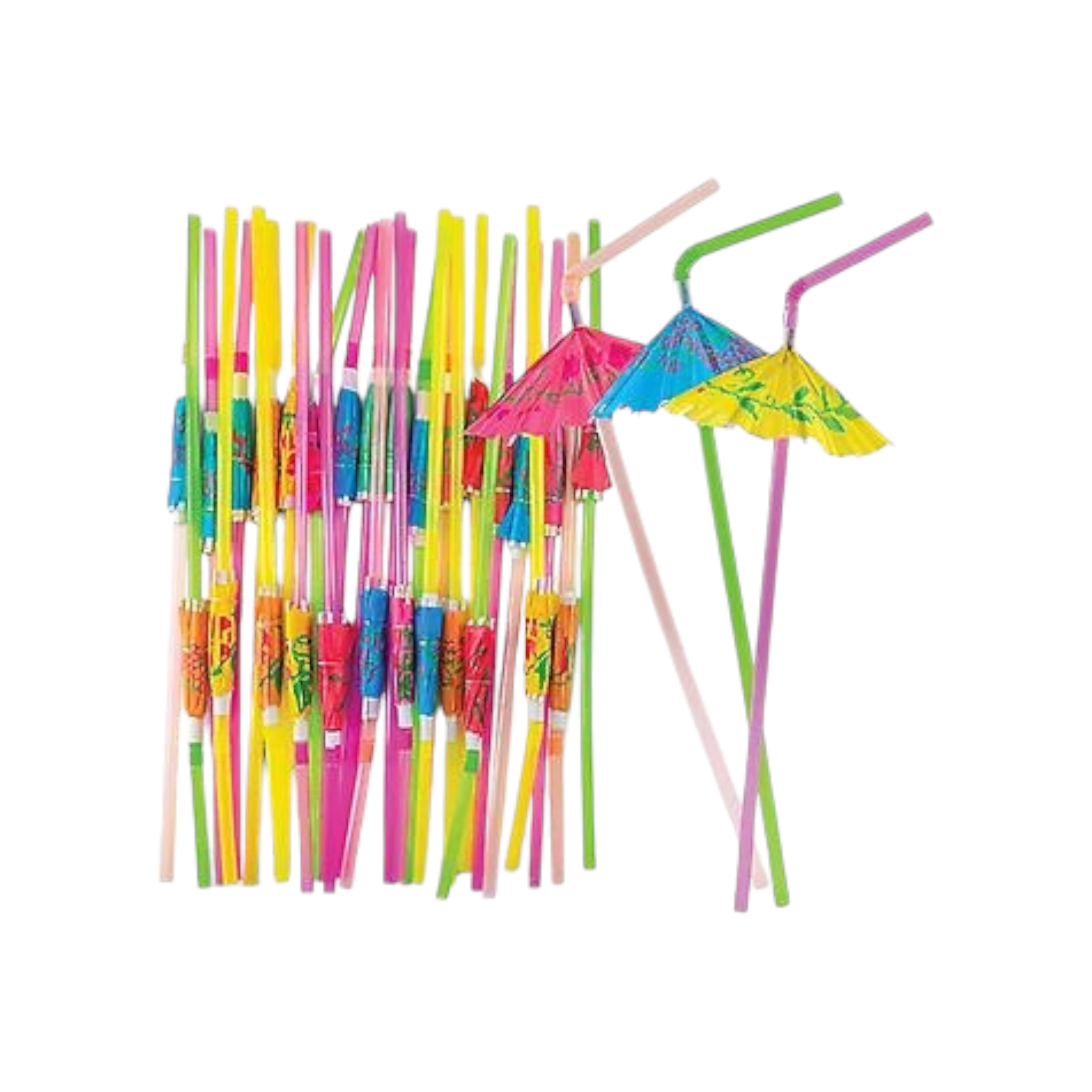 Flexible Bendy Drinking Straws with Umbrella 5x240mm 12pack