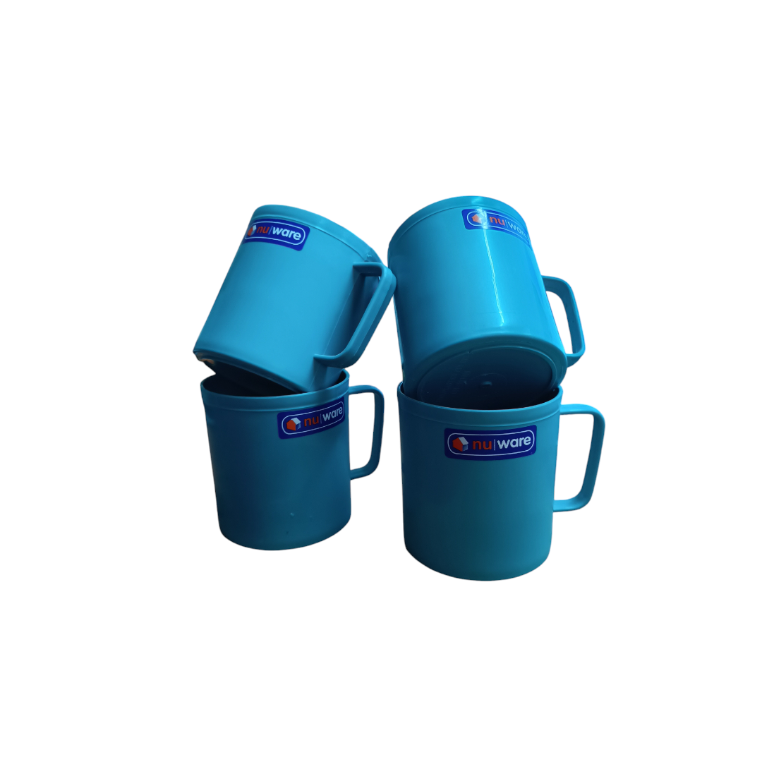 Nu Ware Plastic Camping Mug 375ml 4pack Assorted