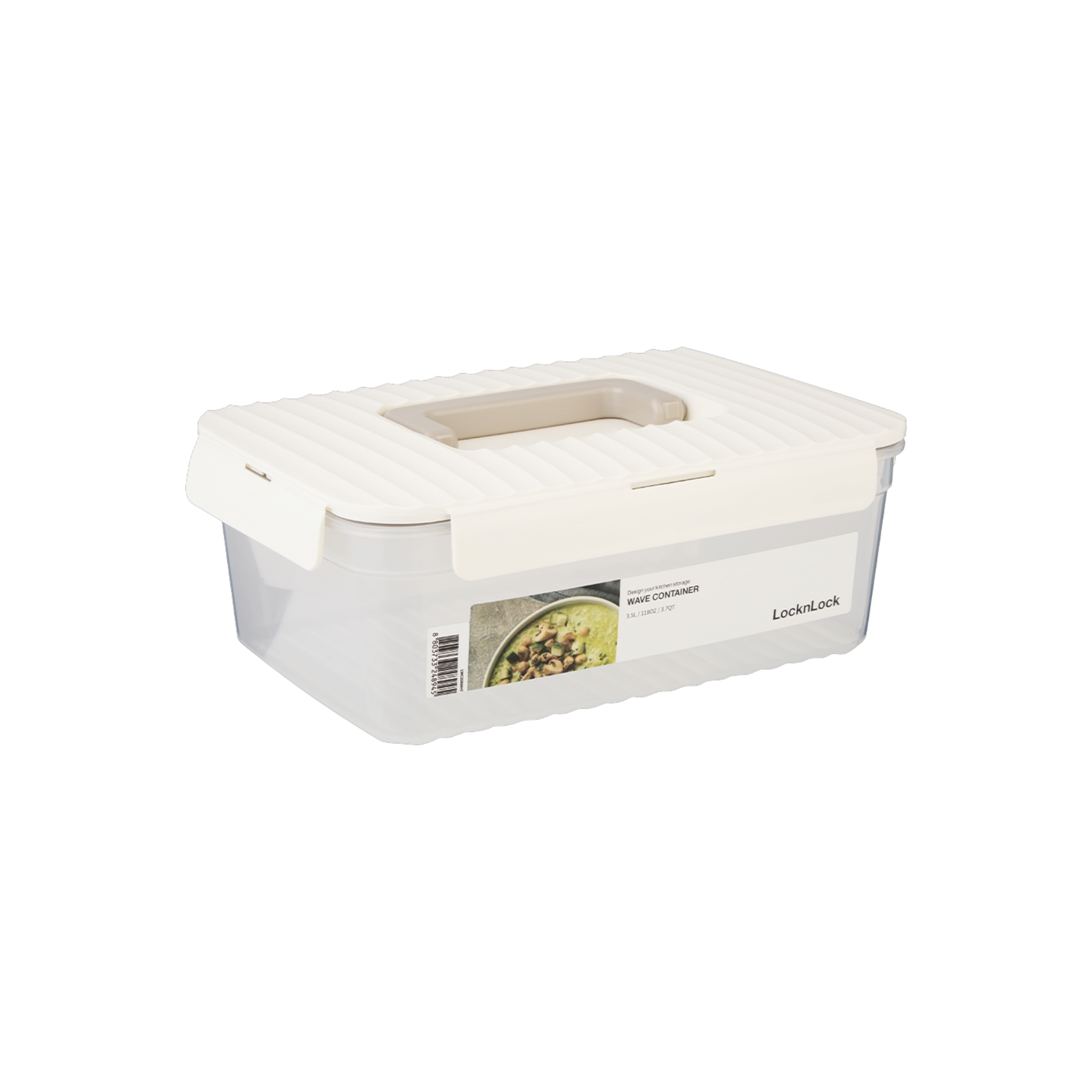 3.5L LocknLock Wave Container with Handle White LWC208HW