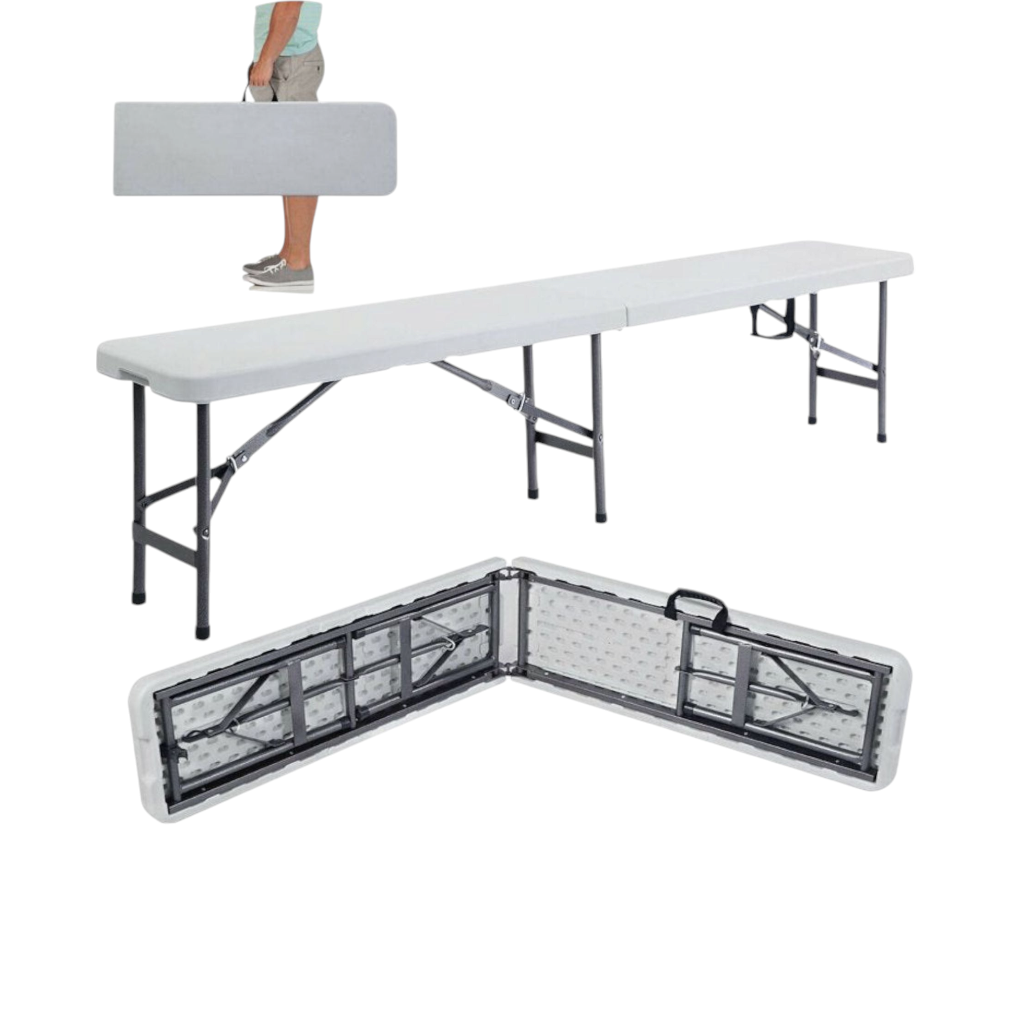 1.8m Folding Trestle Plastic Bench 6ft White