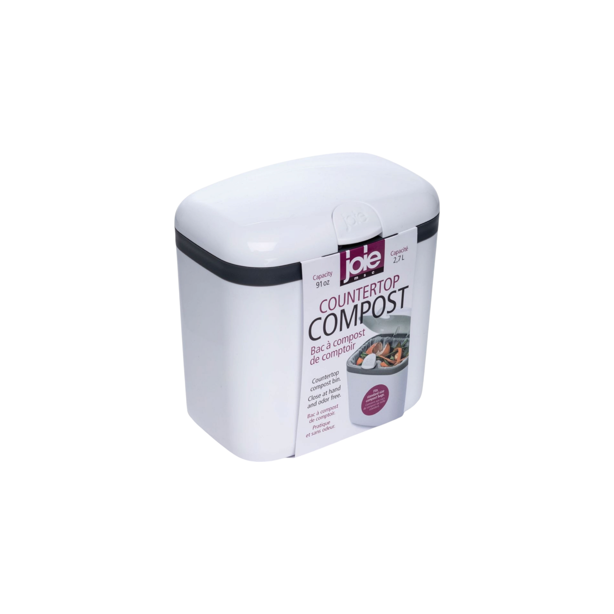 Joie Countertop Compost Bin 2.7L White with Green Stripe 15296